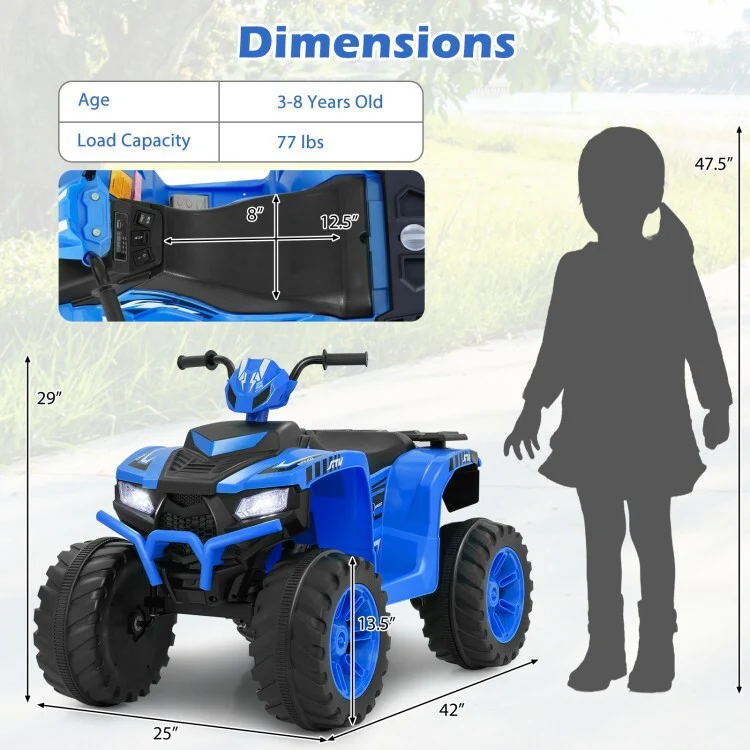 24V Electric Kids Ride-On ATV with 2-Speed Wireless Control for Ages 3-8 - Image 6