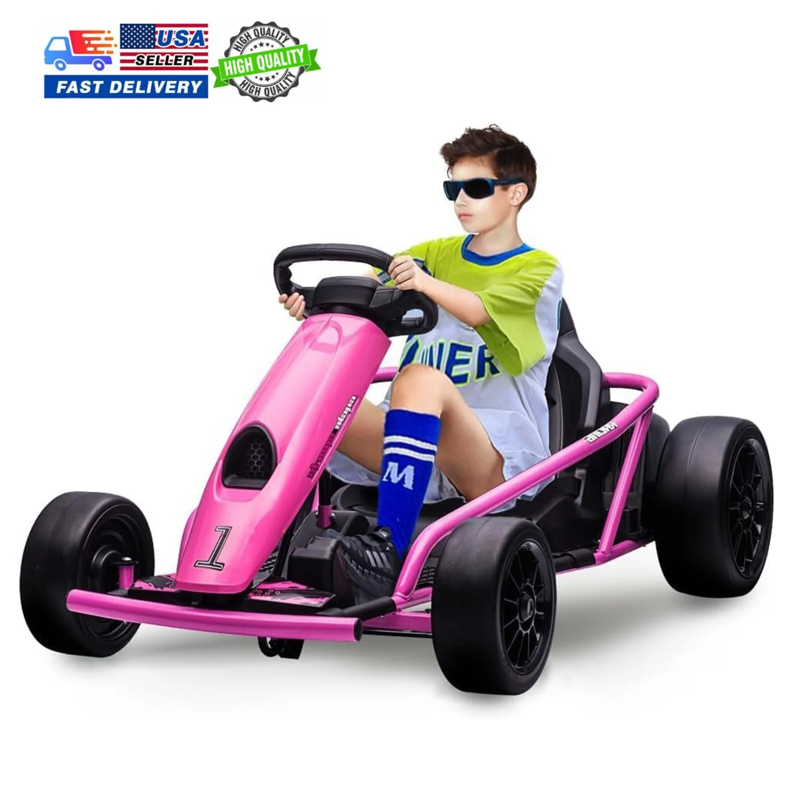 24V Kids Ride-On Go Kart with 8 MPH Speed, Drifting Feature, 155 lbs Load Capacity, Dual 300W Motors