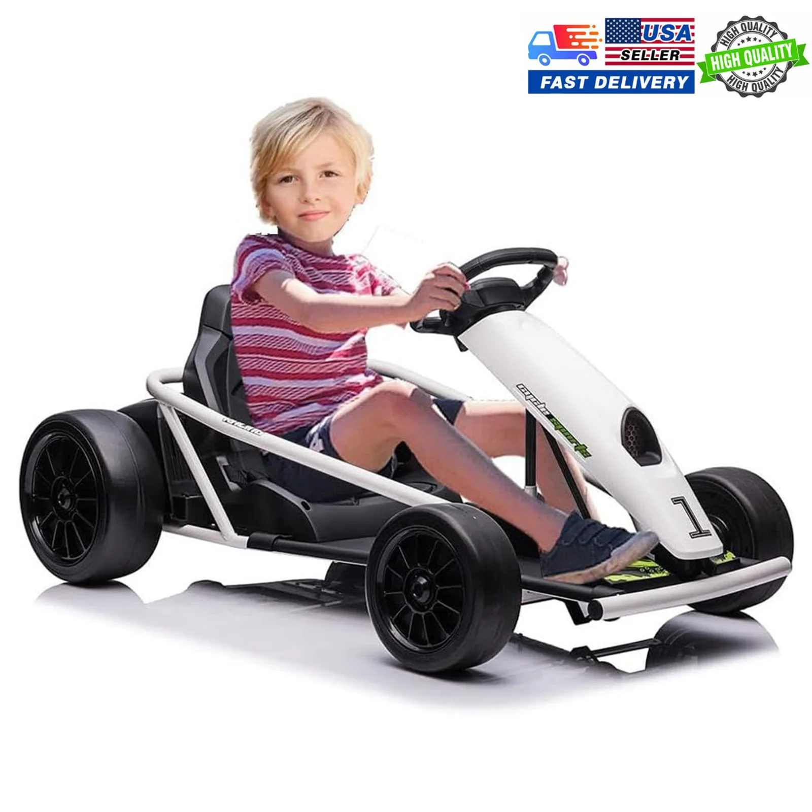 24V Kids Ride-On Go Kart with 8MPH Speed, Drifting Feature, 2x300W Motors, Supports 155lbs, Built-in Music - Image 7