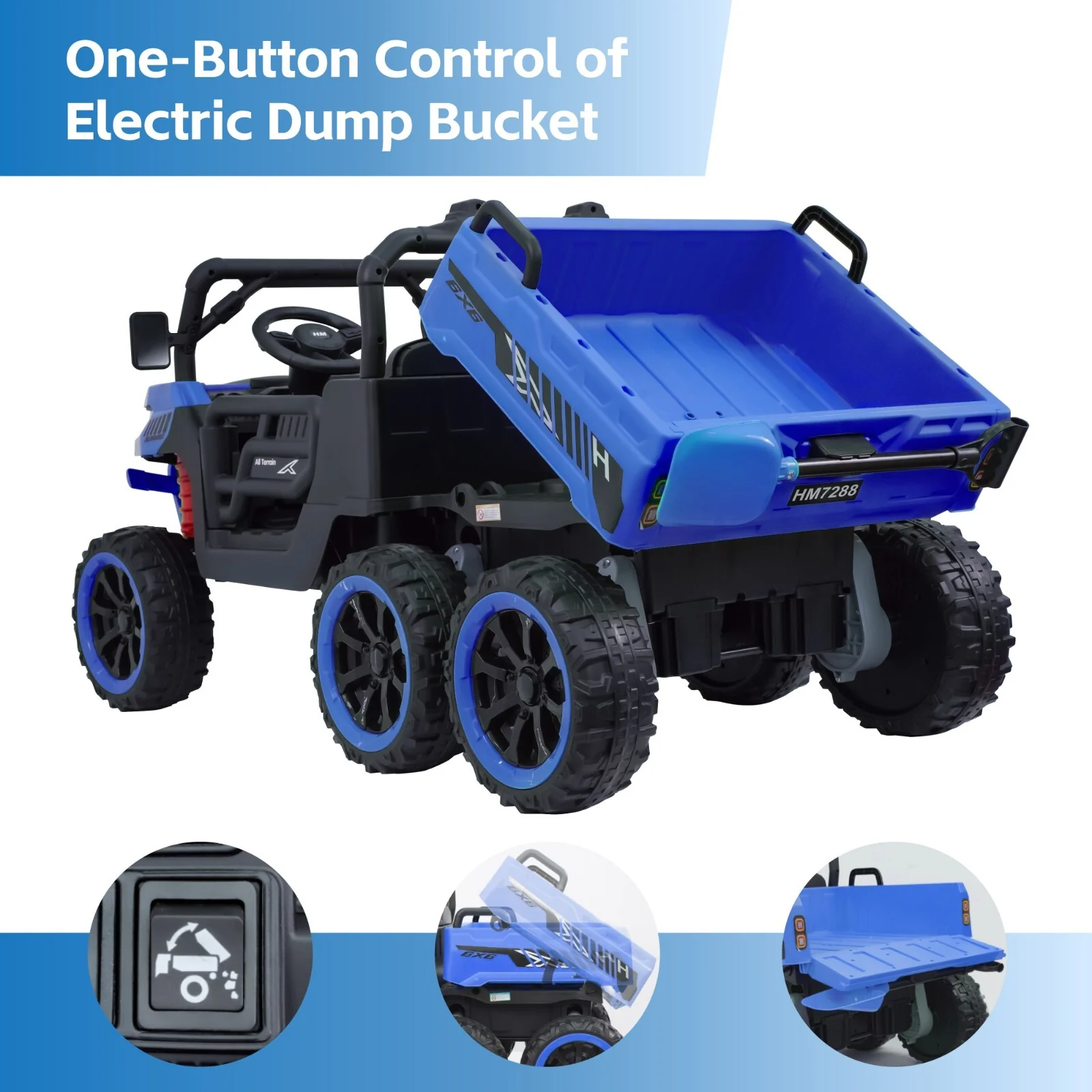 24V Electric 2-Seater Kids Ride-On Dump Truck with Remote Control and 6 Wheels, 6mph - Image 5