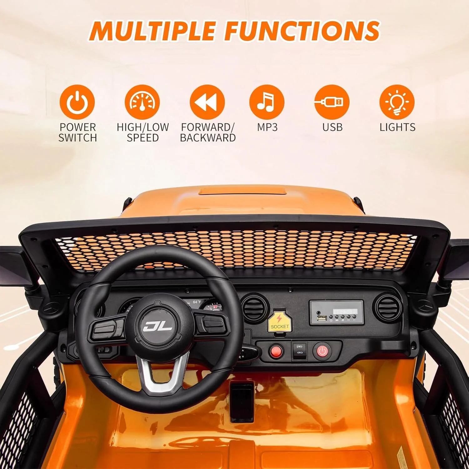 24V 2-Seater Electric Kids Ride-On Truck with Switchable 2WD/4WD and Remote Control - Image 5