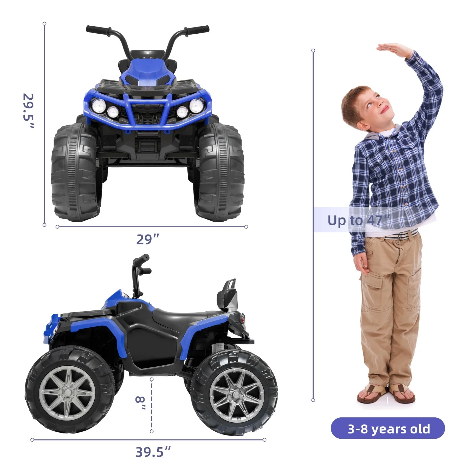 24V Kids Ride-On 4 Wheeler Quad Car with LED Lights, Adjustable 4-6 mph Speed - Image 7