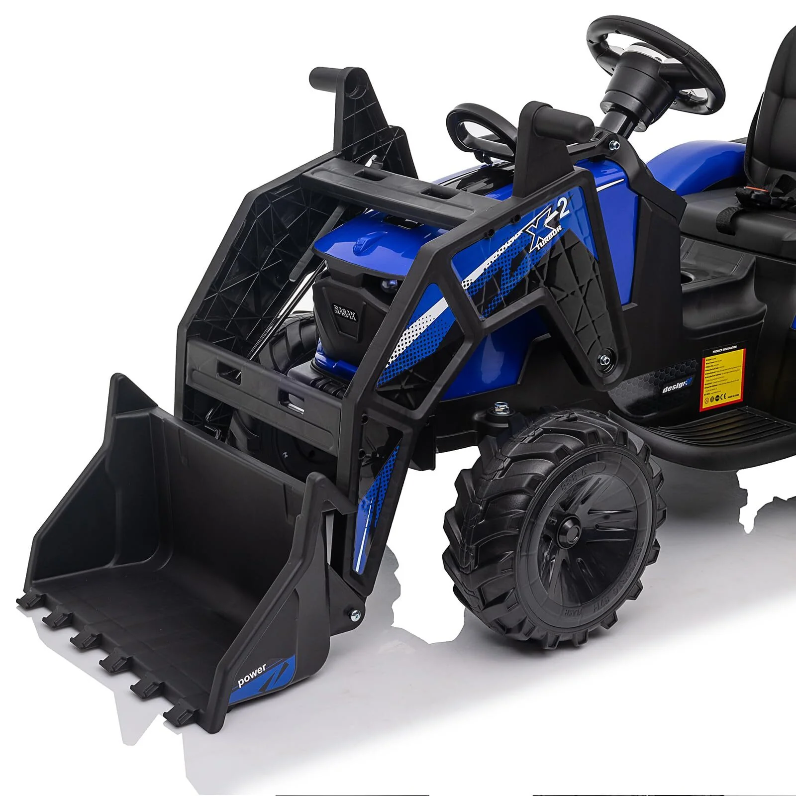 24V Electric Kids Ride-On Tractor with Trailer, Excavator, and Bulldozer Attachments - Image 6
