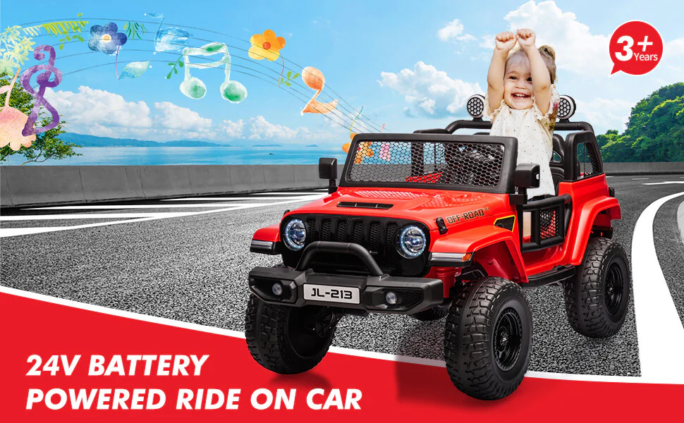 24V Battery-Powered Kids Electric Ride-On Jeep Truck Car with 4 Wheels - Image 3
