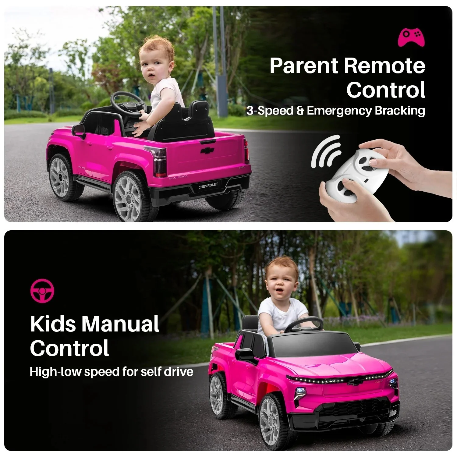24V Kids Electric Ride-On Truck Licensed Chevrolet Silverado with Remote Control - Image 3