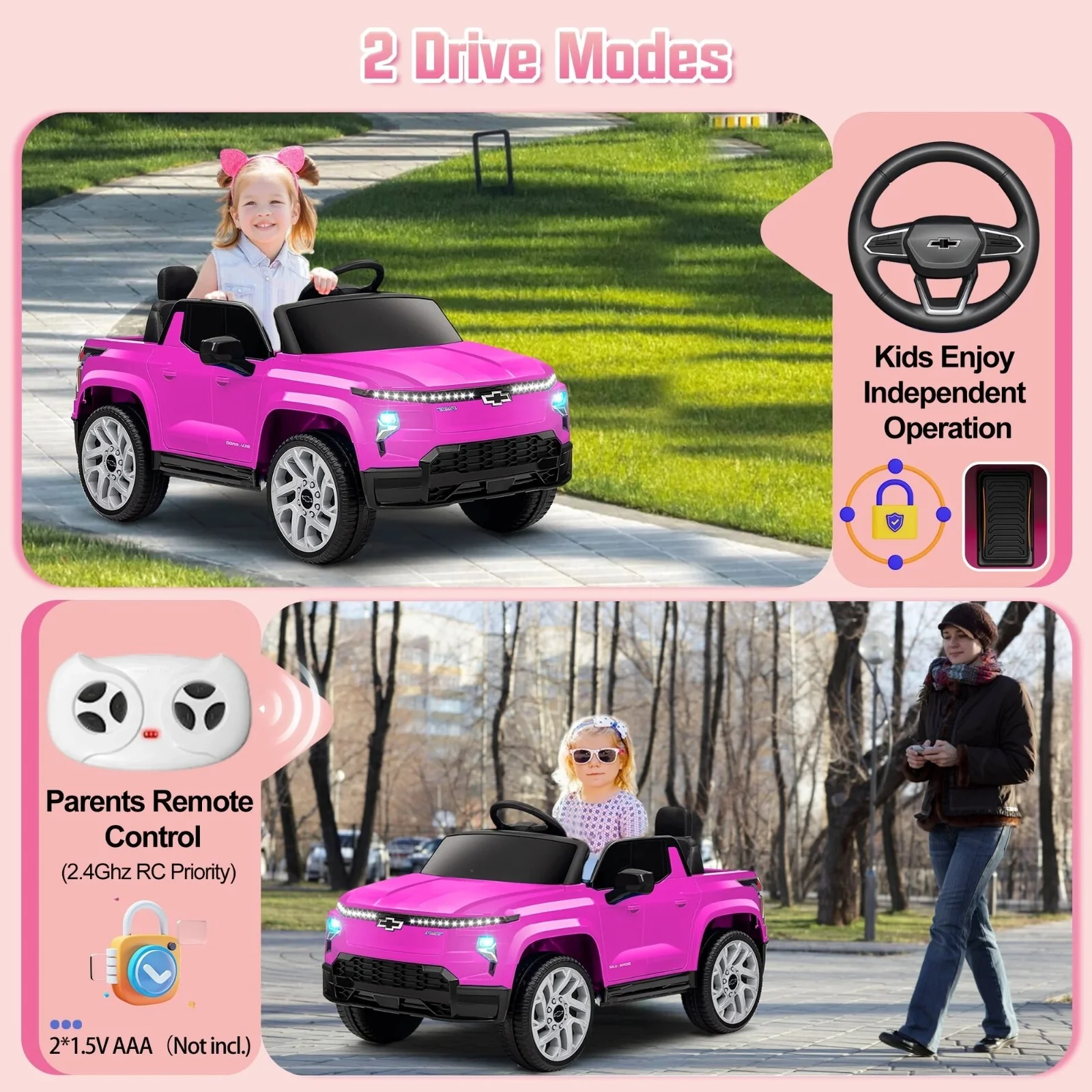 24V Kids Electric Ride-On Truck Licensed Chevrolet Silverado with Remote Control - Image 7