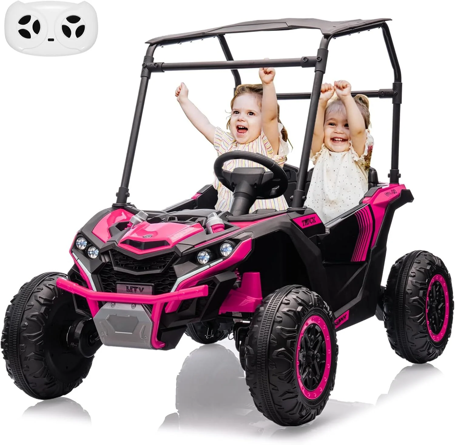 24V Kids 2-Seater 4WD Electric Ride-On UTV Truck with Sun Shade and Remote Control - Image 16