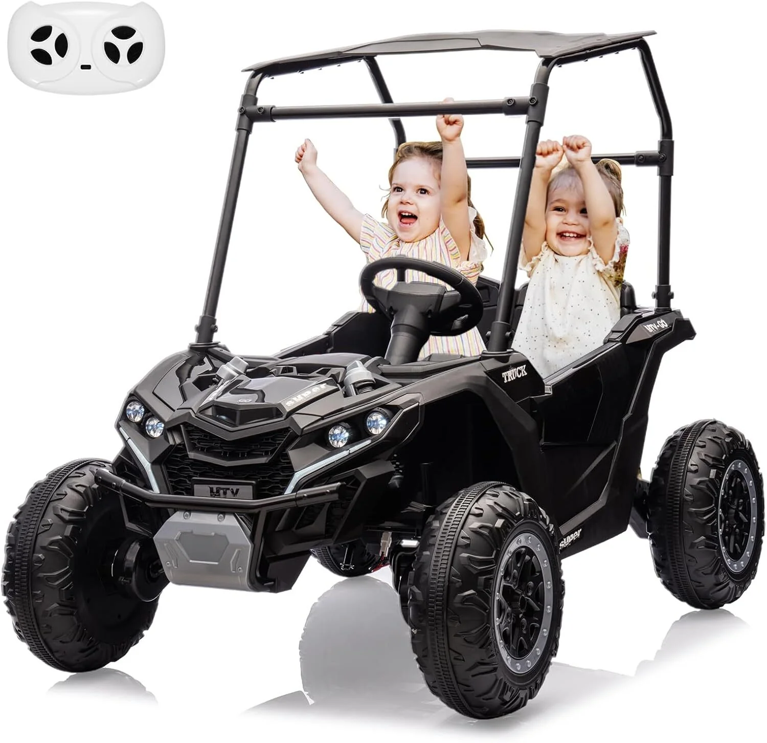24V Kids 2-Seater 4WD Electric Ride-On UTV Truck with Sun Shade and Remote Control - Image 2