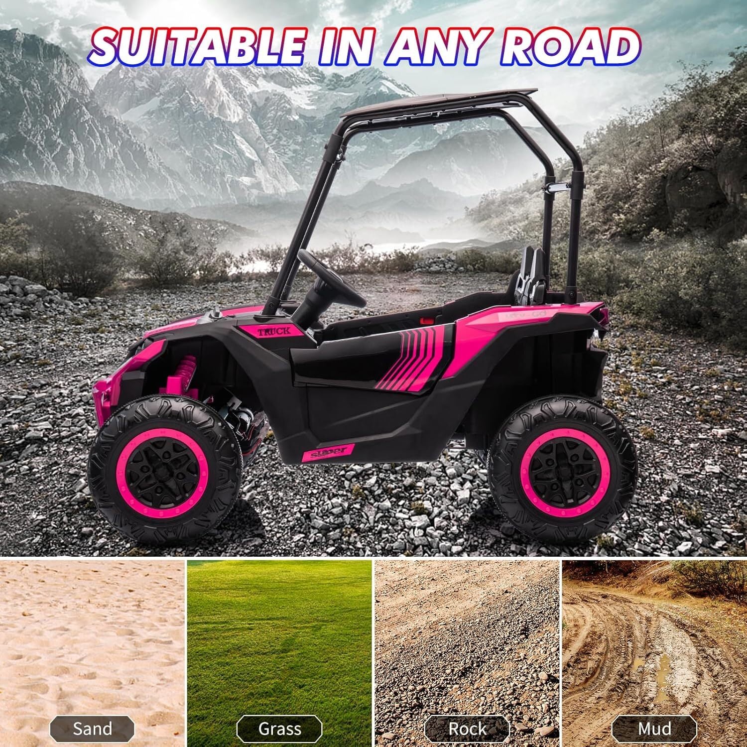24V Kids 2-Seater 4WD Electric Ride-On UTV Truck with Sun Shade and Remote Control - Image 21