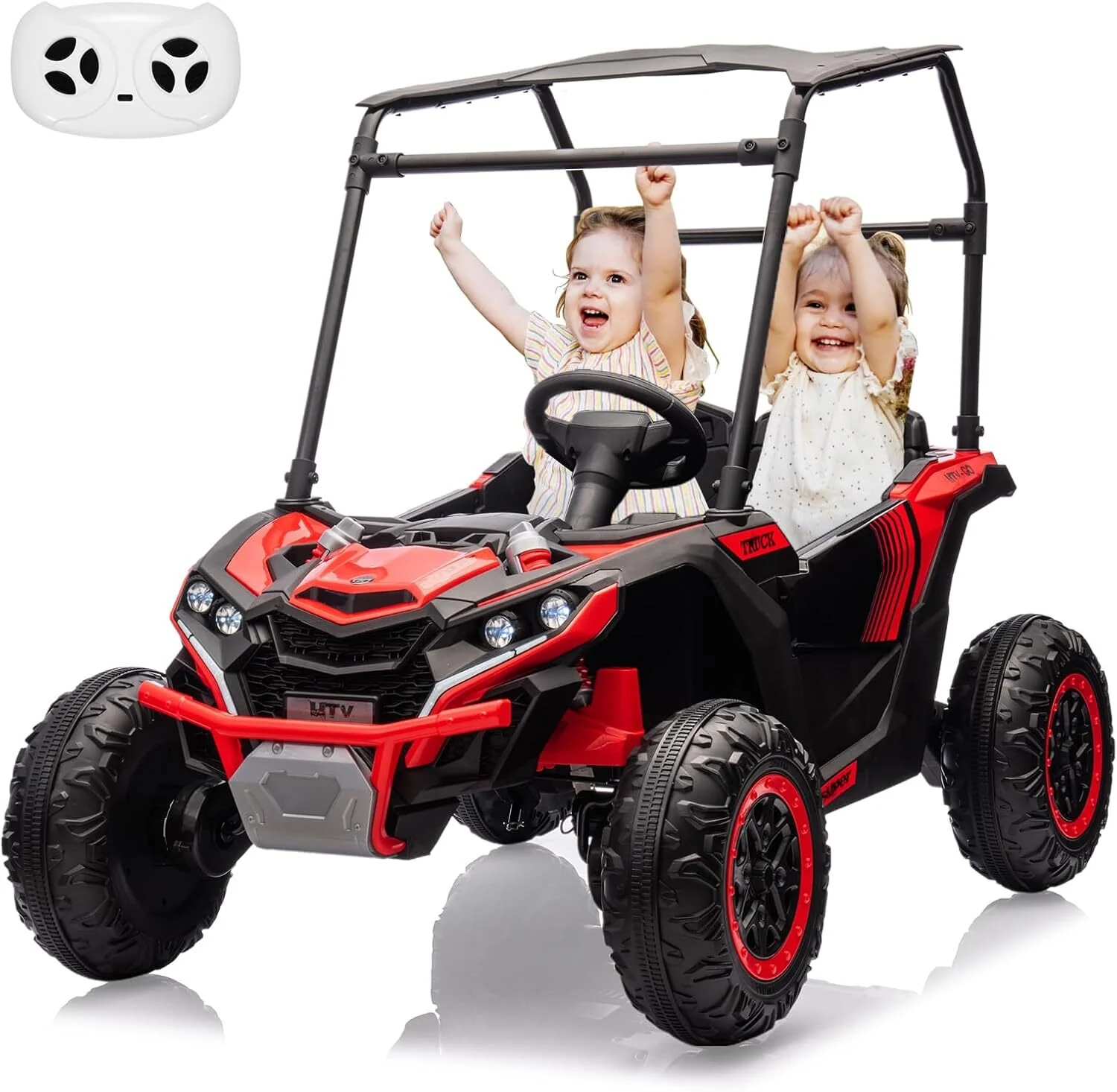 24V Kids 2-Seater 4WD Electric Ride-On UTV Truck with Sun Shade and Remote Control - Image 9
