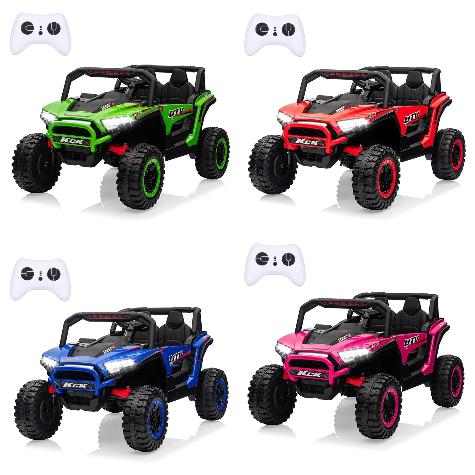 24V Kids 2-Seater Electric Ride-On UTV Car with Remote Control and LED Lights