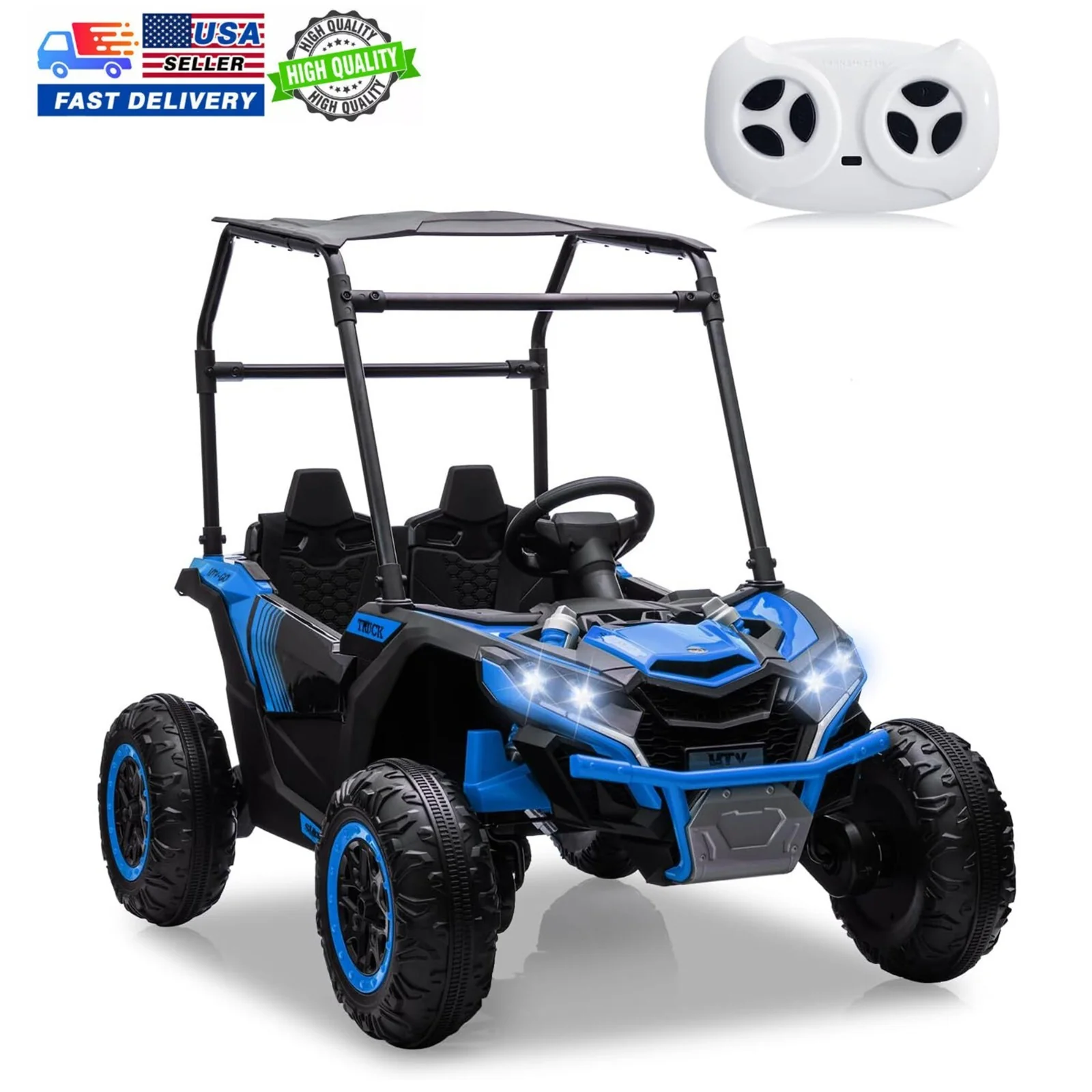 24V Electric 2-Seater Kids Ride-On UTV Truck 800W with Sunshade and Remote Control Blue - Image 8