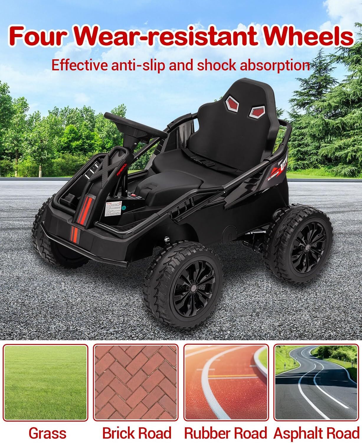 24V Battery-Powered Kids Ride-On UTV Truck Toy with 800W Motors and Remote Control, Black - Image 6