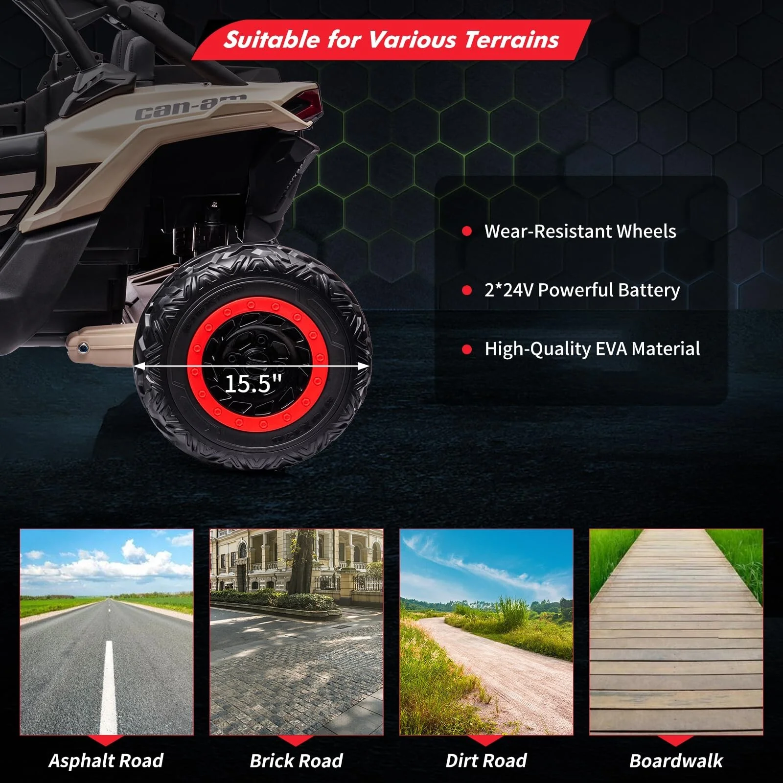 24V Electric Kids Ride-On 4 Wheeler UTV Off-Road Vehicle with Remote Control - Image 13
