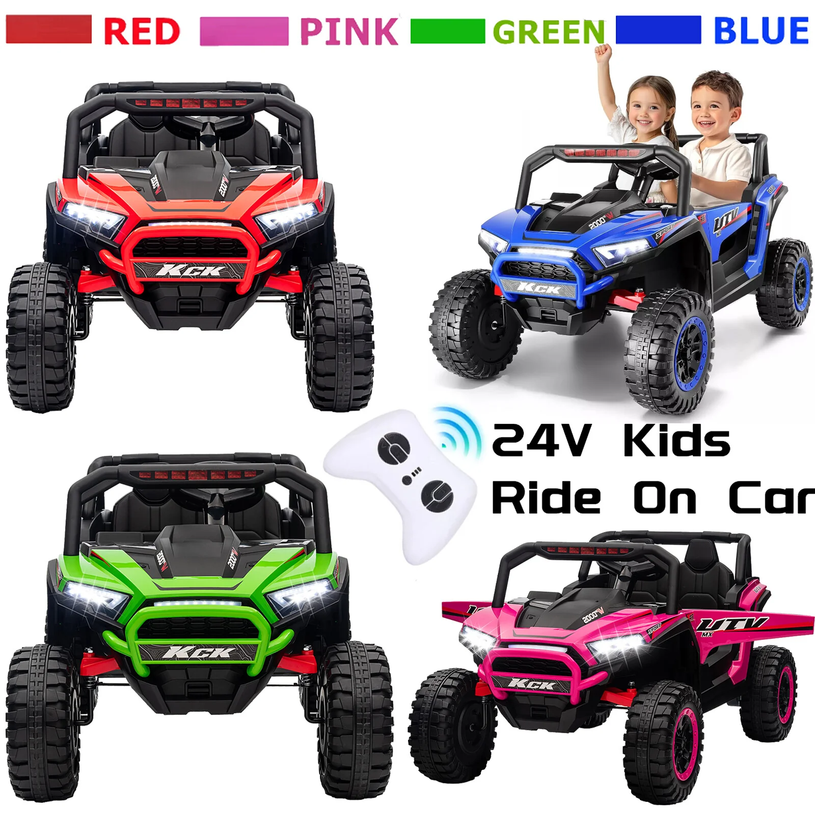 24V Kids Electric Ride-On UTV Car 4-Wheeler Off-Road Toy with Remote Control - Image 2