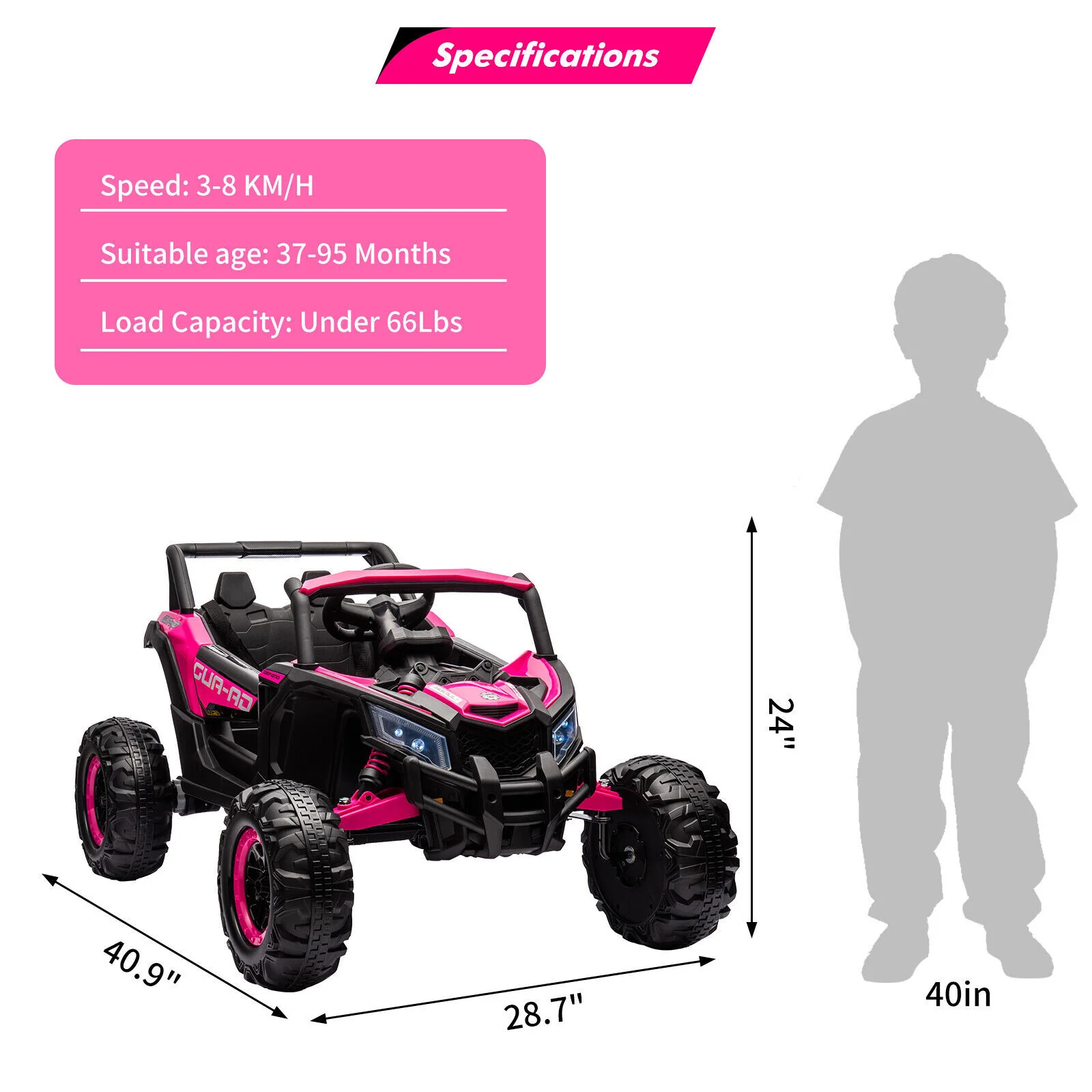 24V Electric Kids Ride-On UTV Car 4-Wheeler Off-Road Toy with Remote Control - Image 7