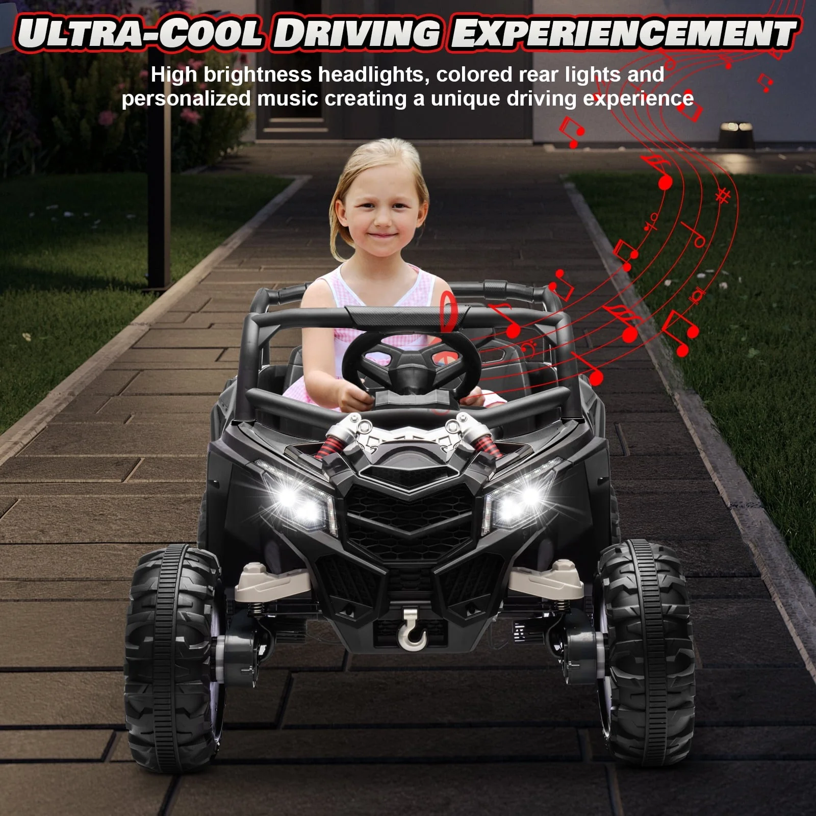 24V Kids Ride-On UTV Car with Remote Control, Spring Suspension, 200W Motor, and Music - Image 3