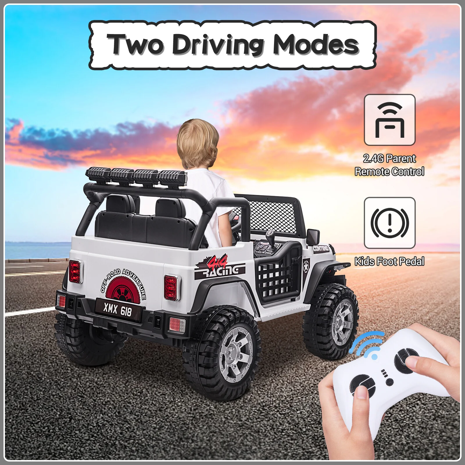 24V Electric Kids Ride-On UTV Car Battery Powered 4WD/2WD Switch 2-Seater with Music - Image 3