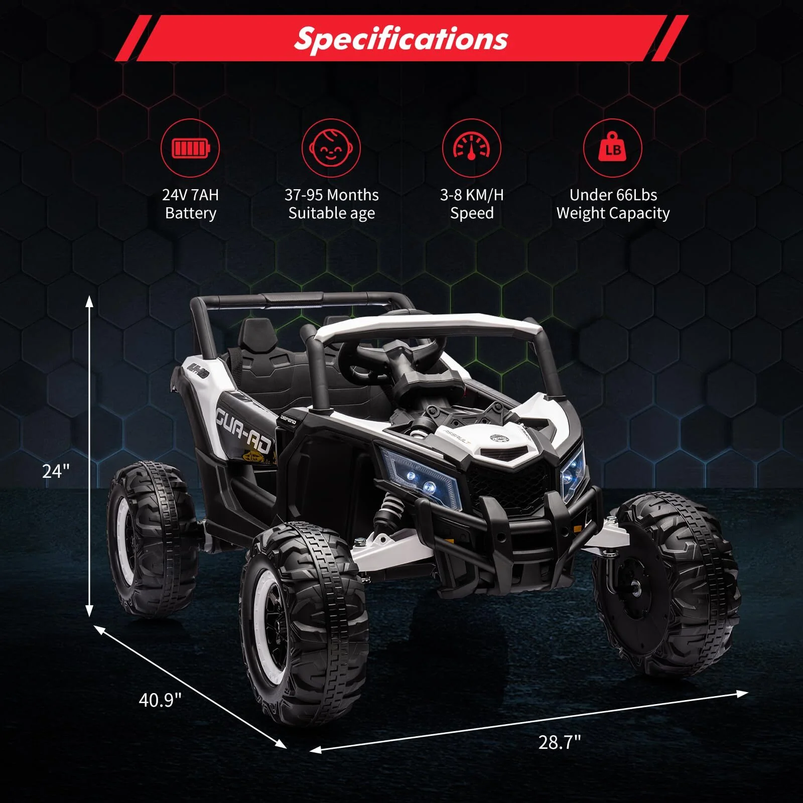 24V Kids Electric 4-Wheeler UTV Off-Road Ride-On Car with Remote Control - Image 16