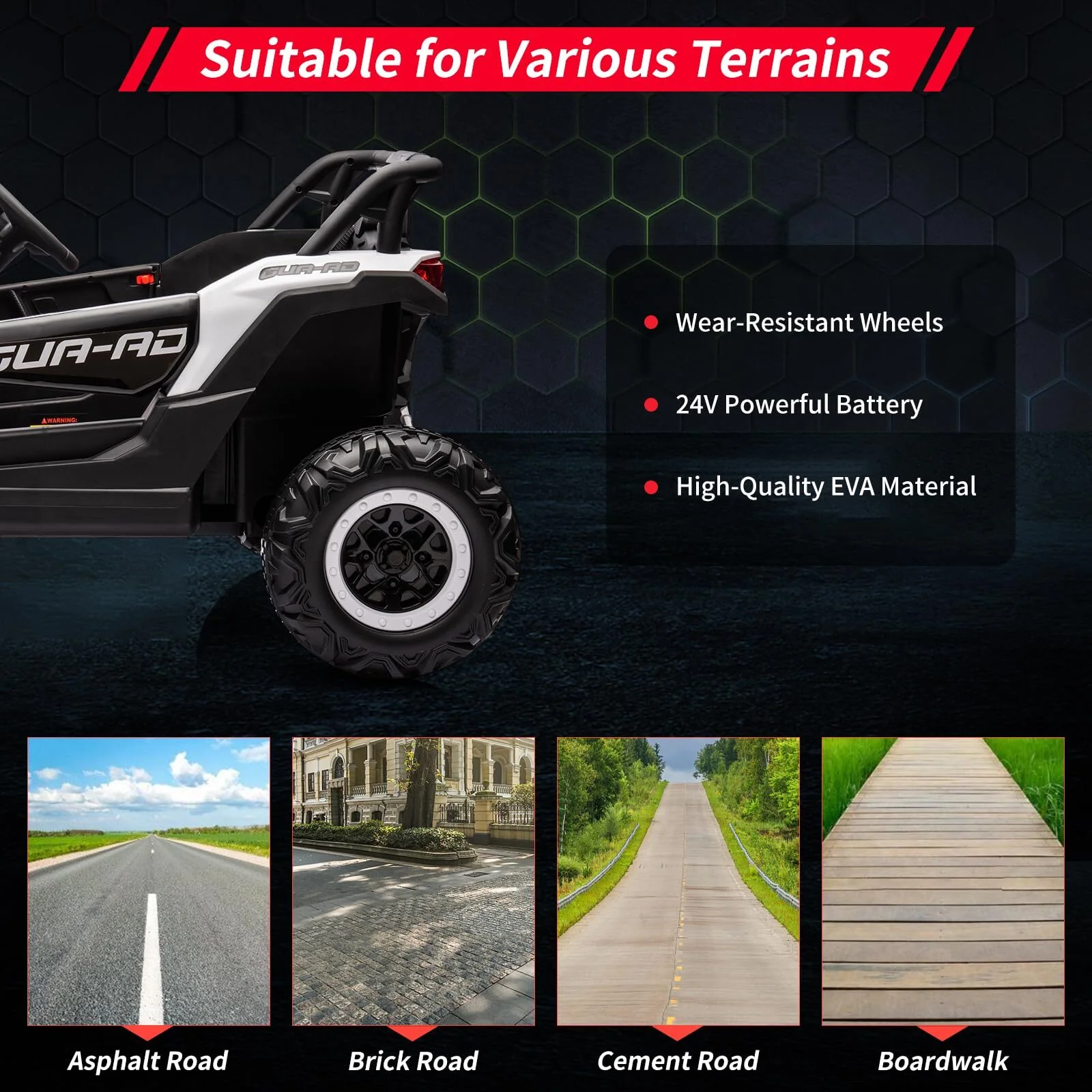 24V Battery-Powered Kids Electric UTV Ride-On Car with Remote Control Off-Road Vehicle - Image 7