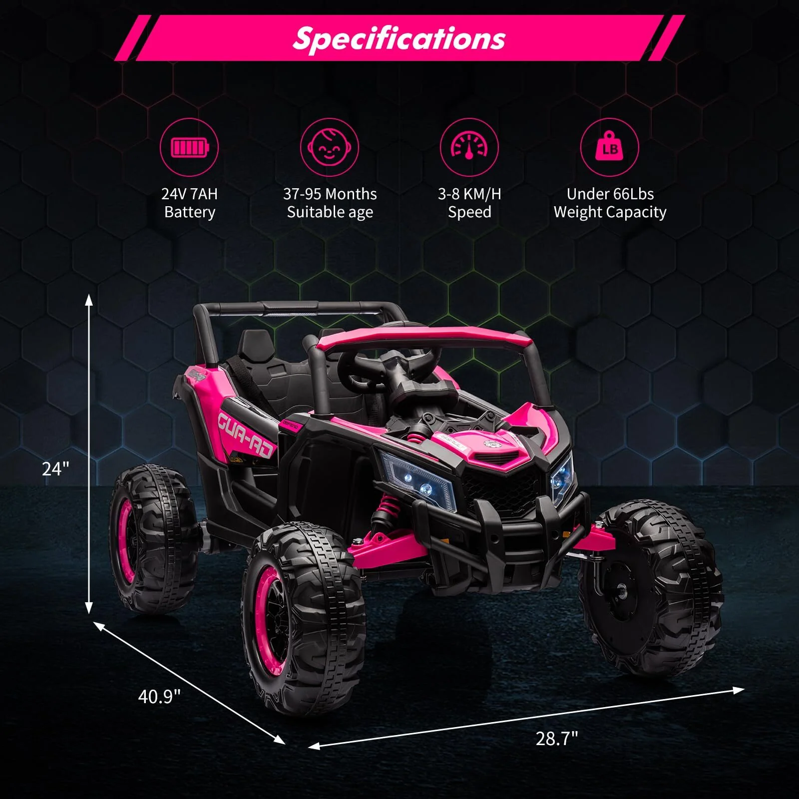24V Battery-Powered Kids 4-Wheeler Off-Road UTV Ride-On Car with Remote Control - Image 19