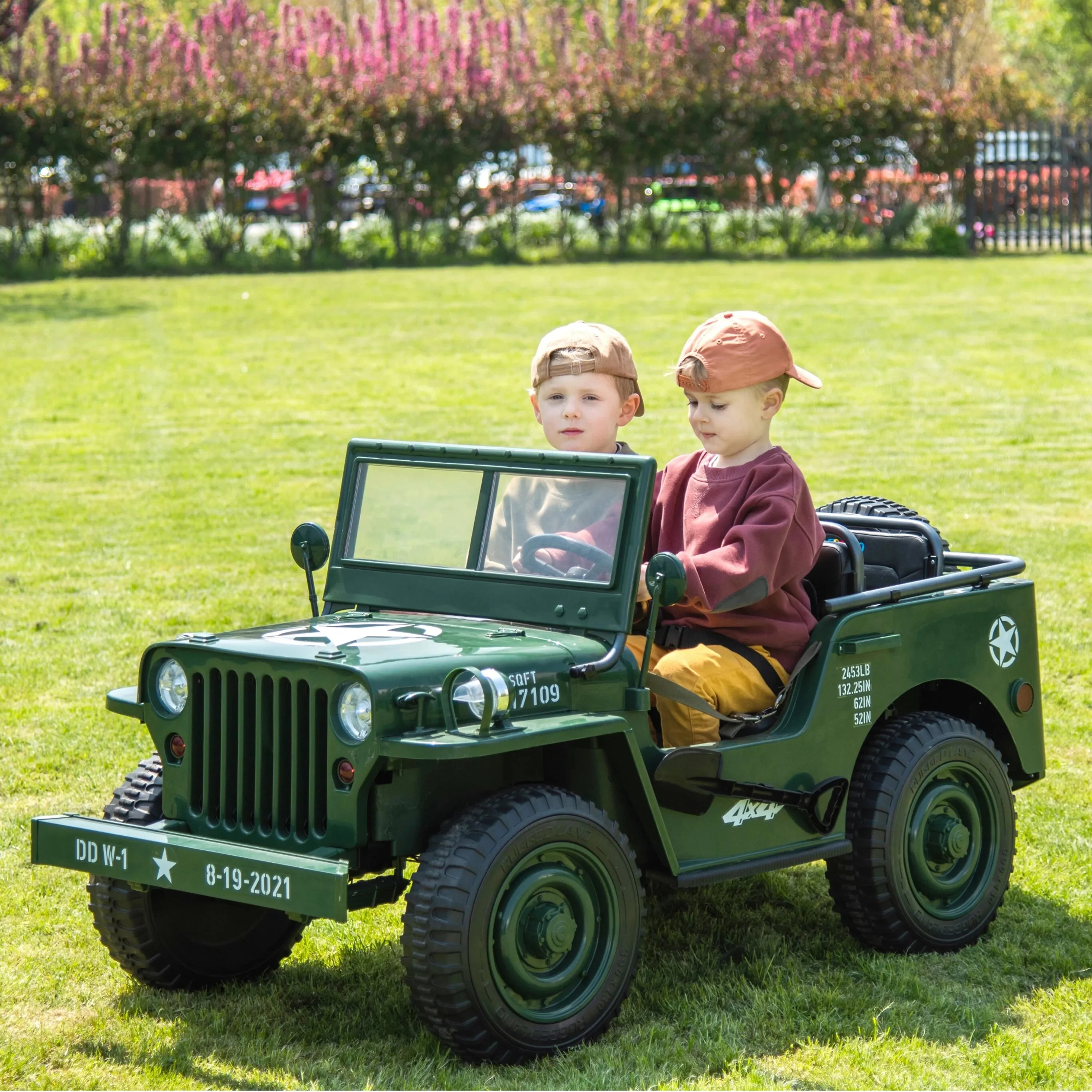 24V Magic Cars Military Willy Jeep 3 Seater Electric Ride on - Image 2