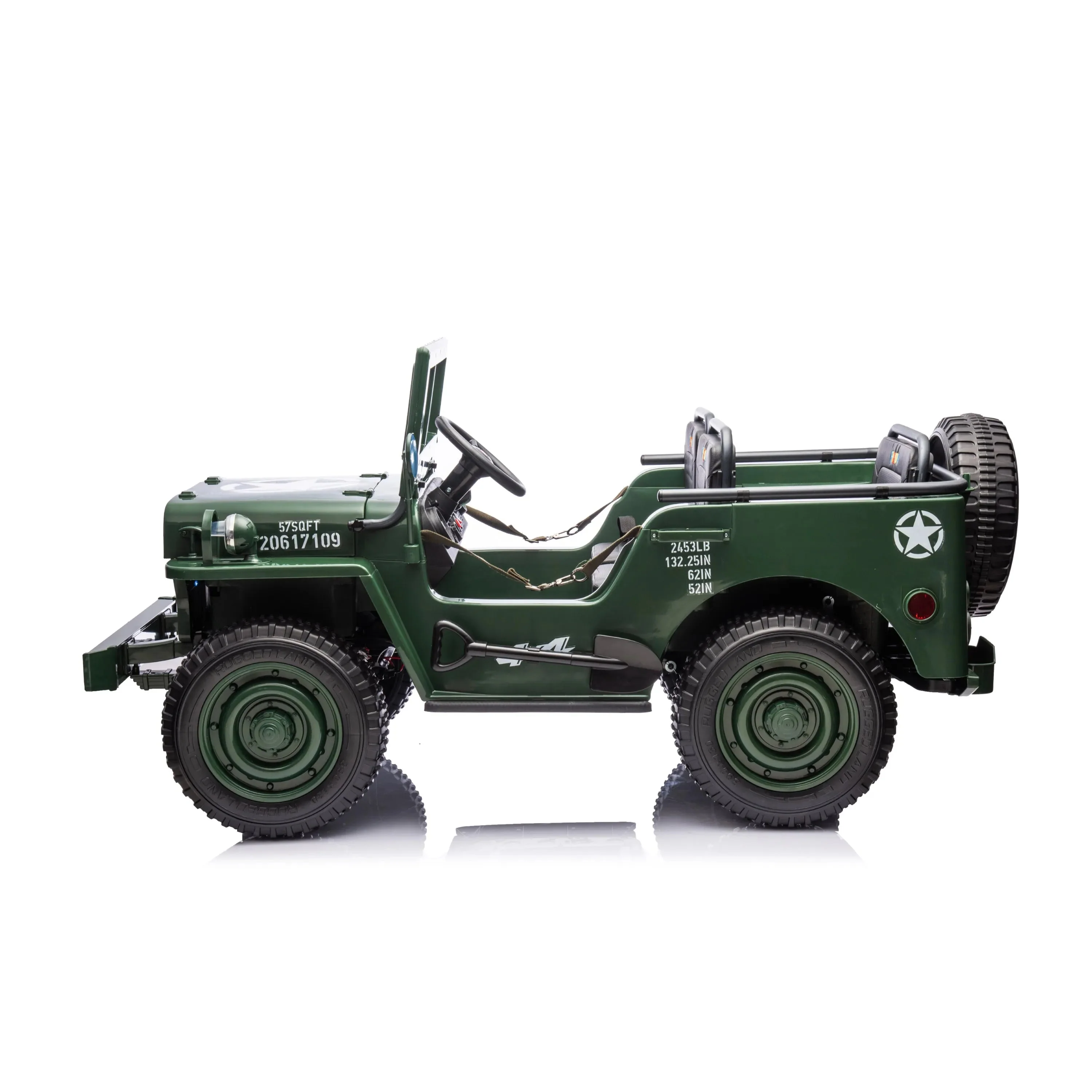 24V Magic Cars Military Willy Jeep 3 Seater Electric Ride on - Image 3