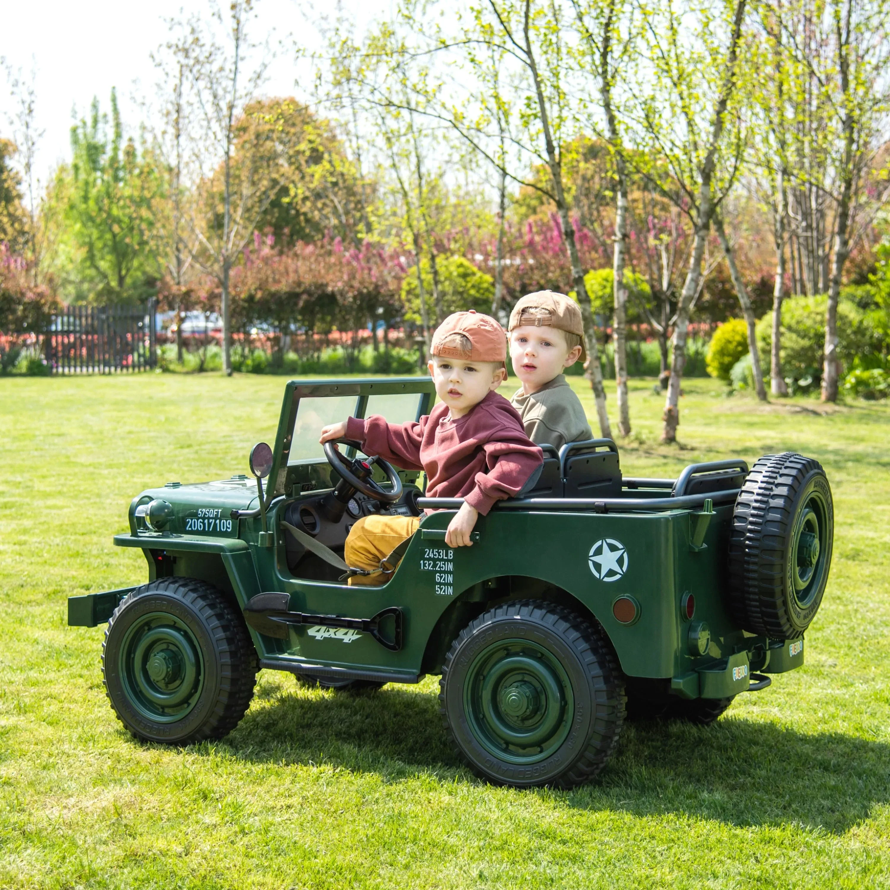 24V Magic Cars Military Willy Jeep 3 Seater Electric Ride on - Image 4
