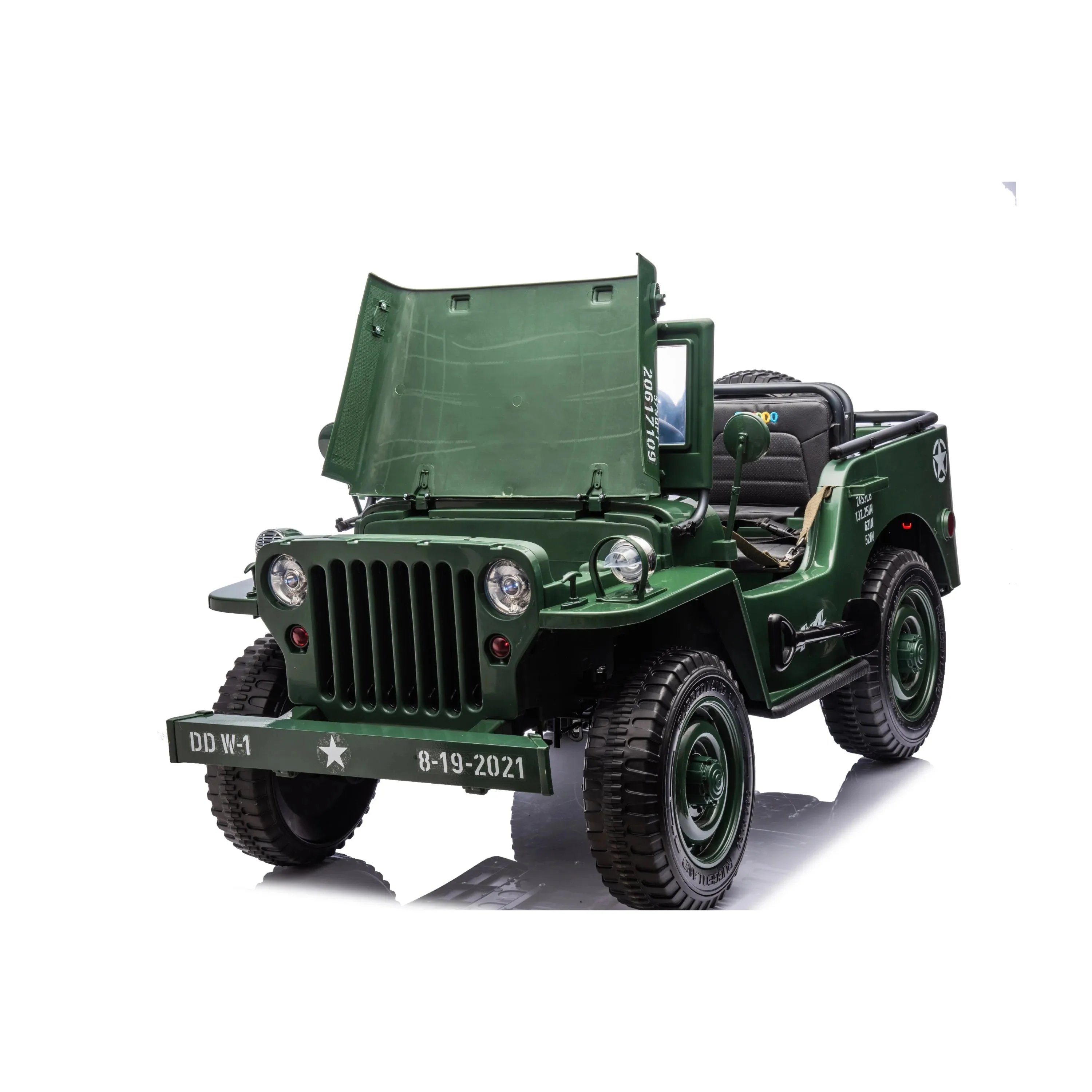 24V Magic Cars Military Willy Jeep 3 Seater Electric Ride on - Image 9