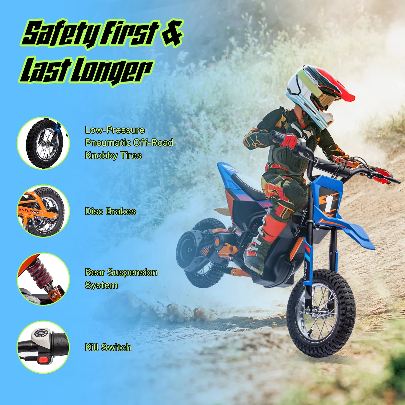 24V Electric Dirt Bike for Kids with 250W Motor - Image 6