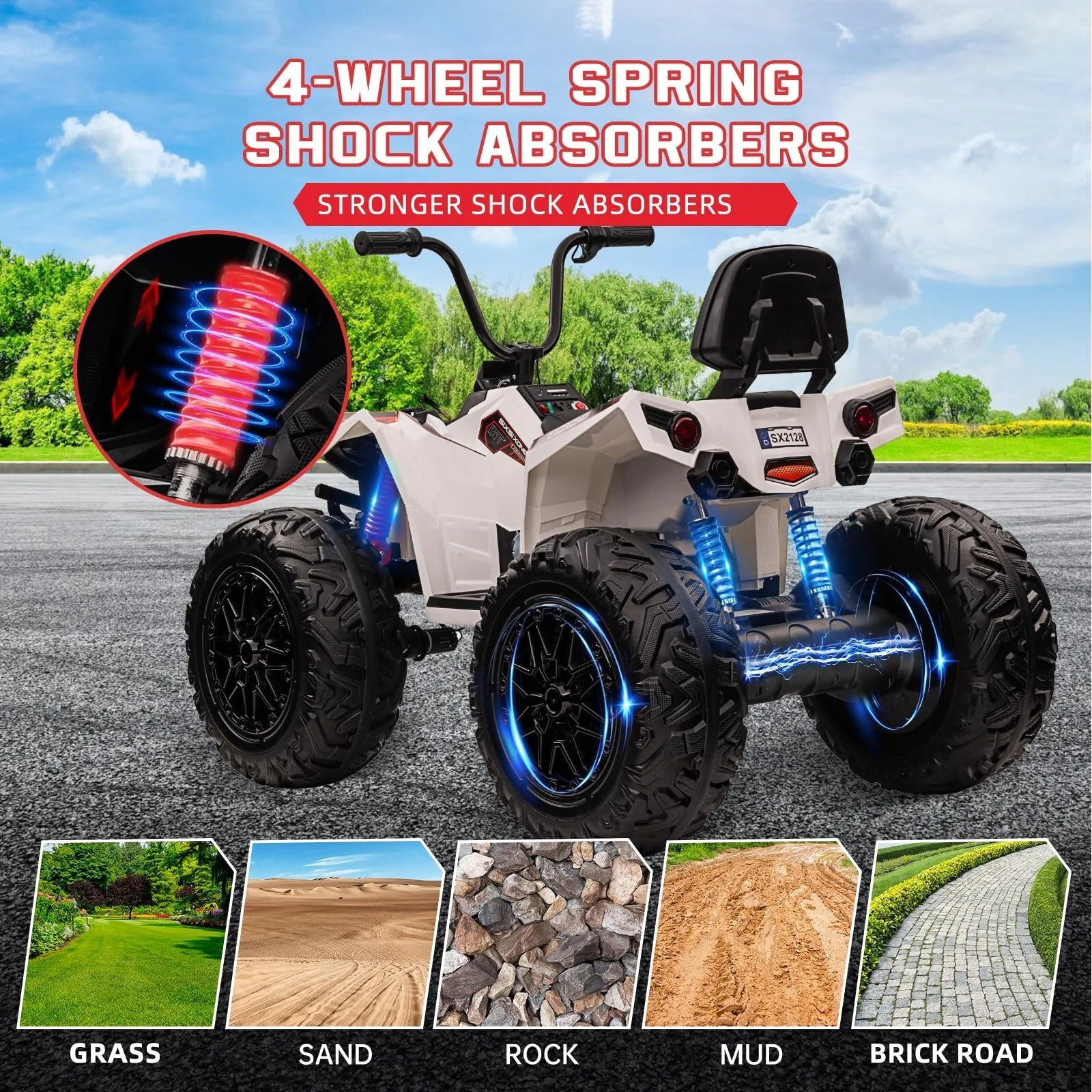 24V Electric Ride-On 4WD Off-Road ATV Quad 4-Wheeler Toy Vehicle - Image 11