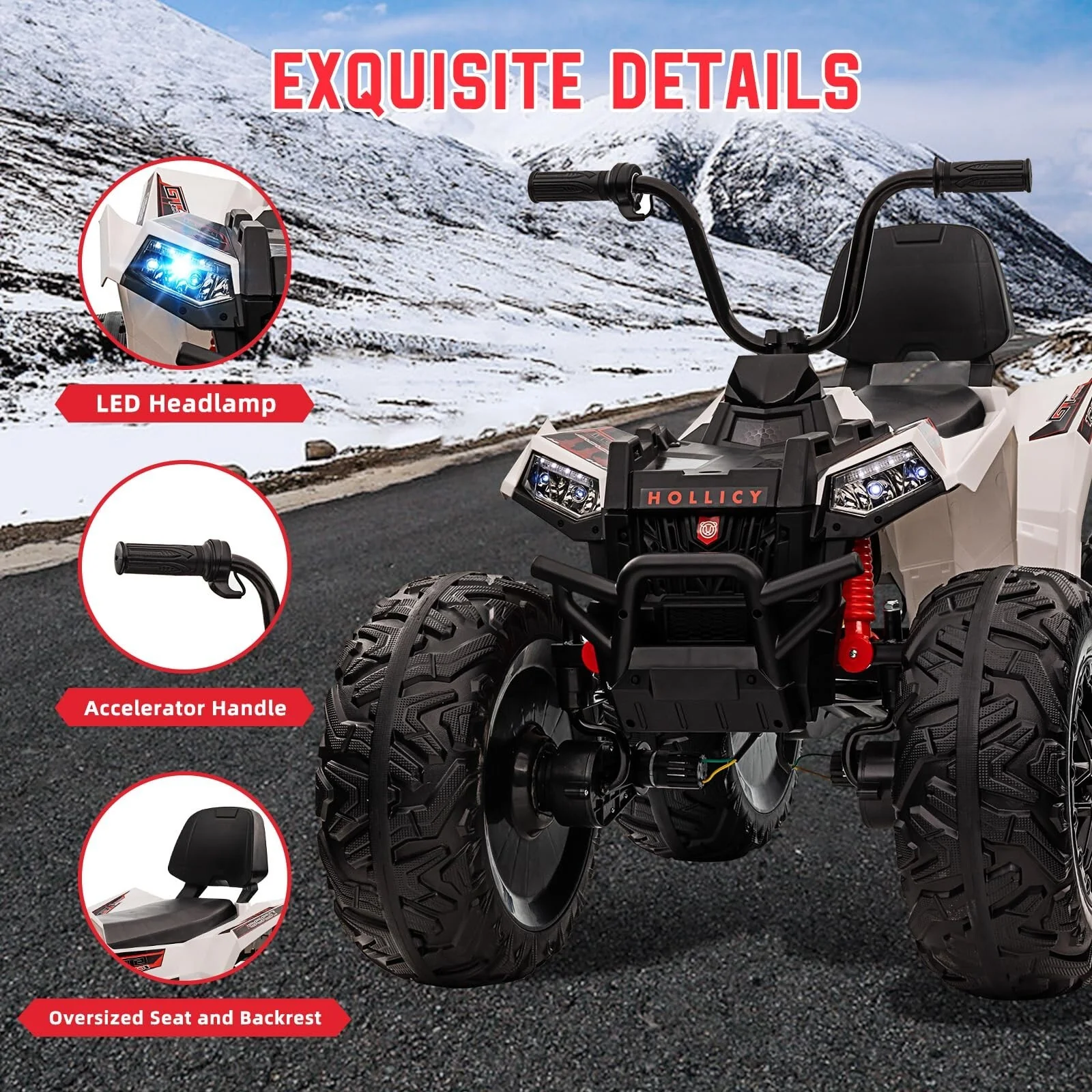 24V Electric Ride-On 4WD Off-Road ATV Quad 4-Wheeler Toy Vehicle - Image 13