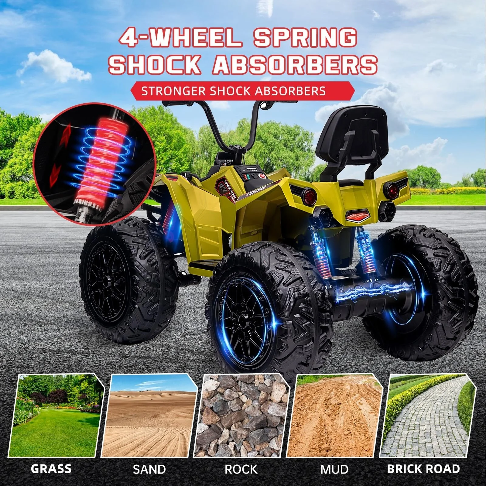 24V Electric Ride-On 4WD Off-Road ATV Quad 4-Wheeler Toy Vehicle - Image 31