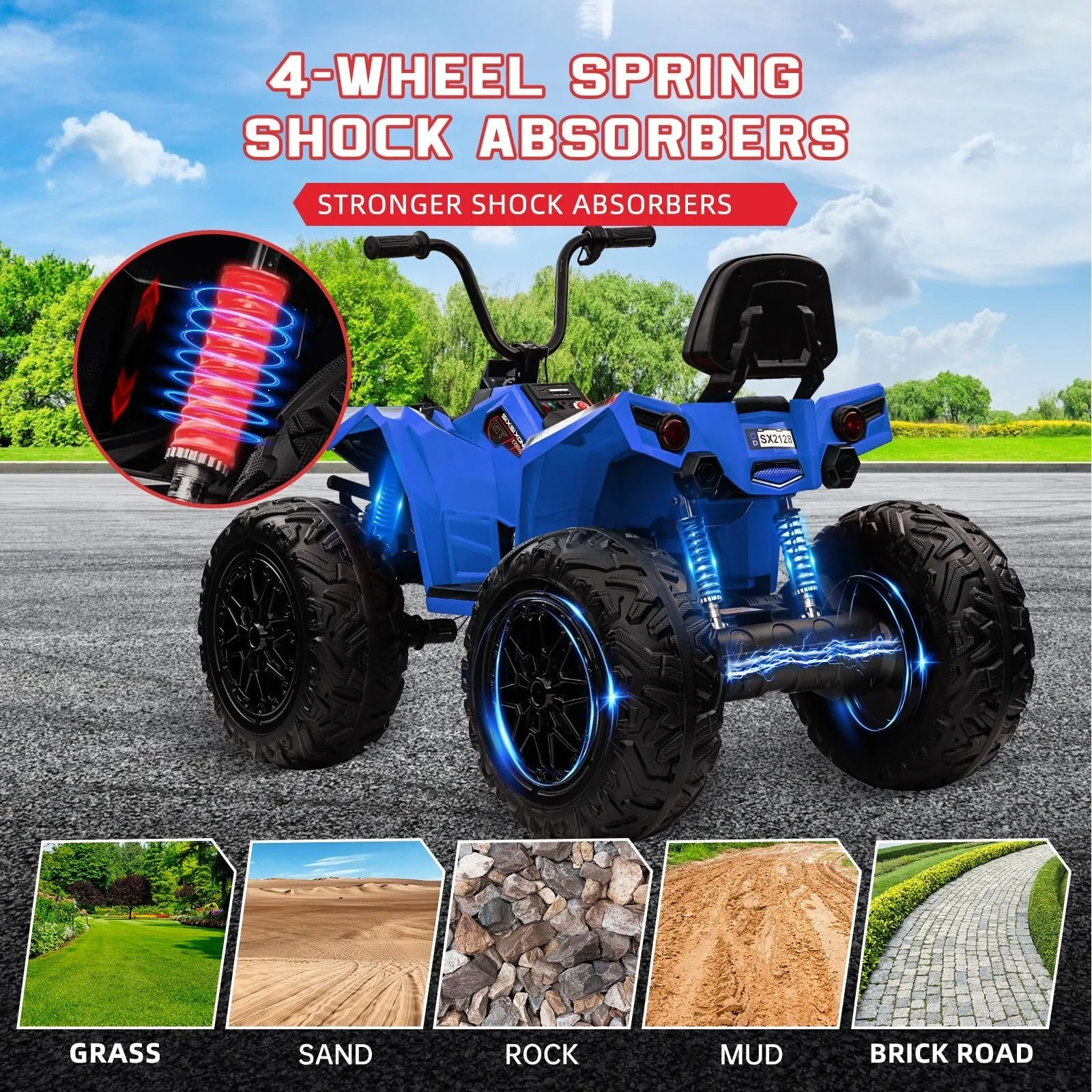 24V Electric Ride-On 4WD Off-Road ATV Quad 4-Wheeler Toy Vehicle - Image 41