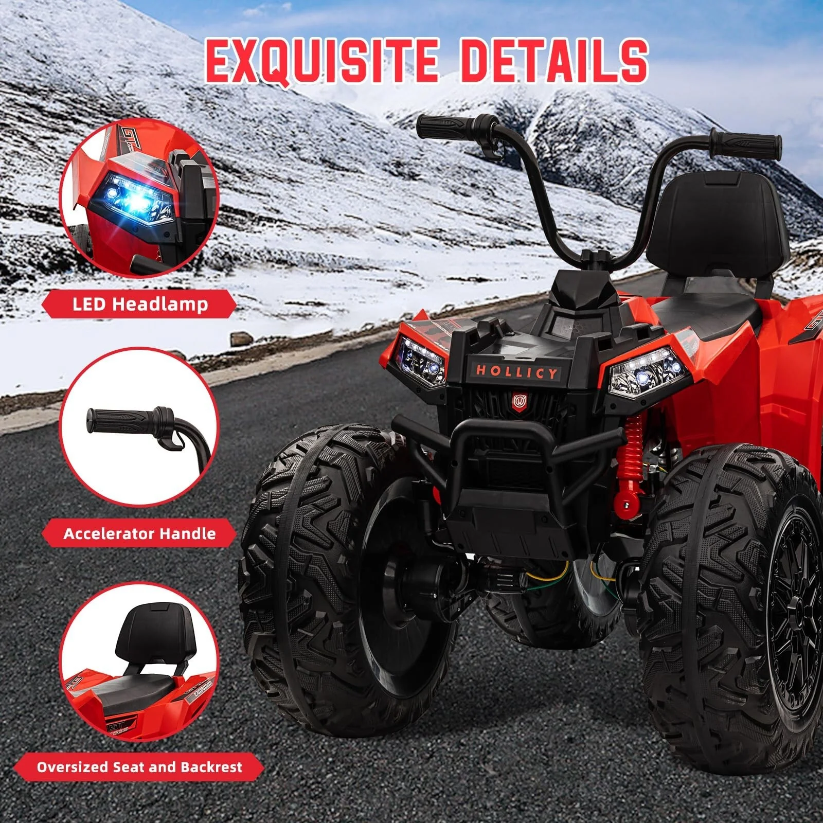 24V Electric Ride-On 4WD Off-Road ATV Quad 4-Wheeler Toy Vehicle - Image 5