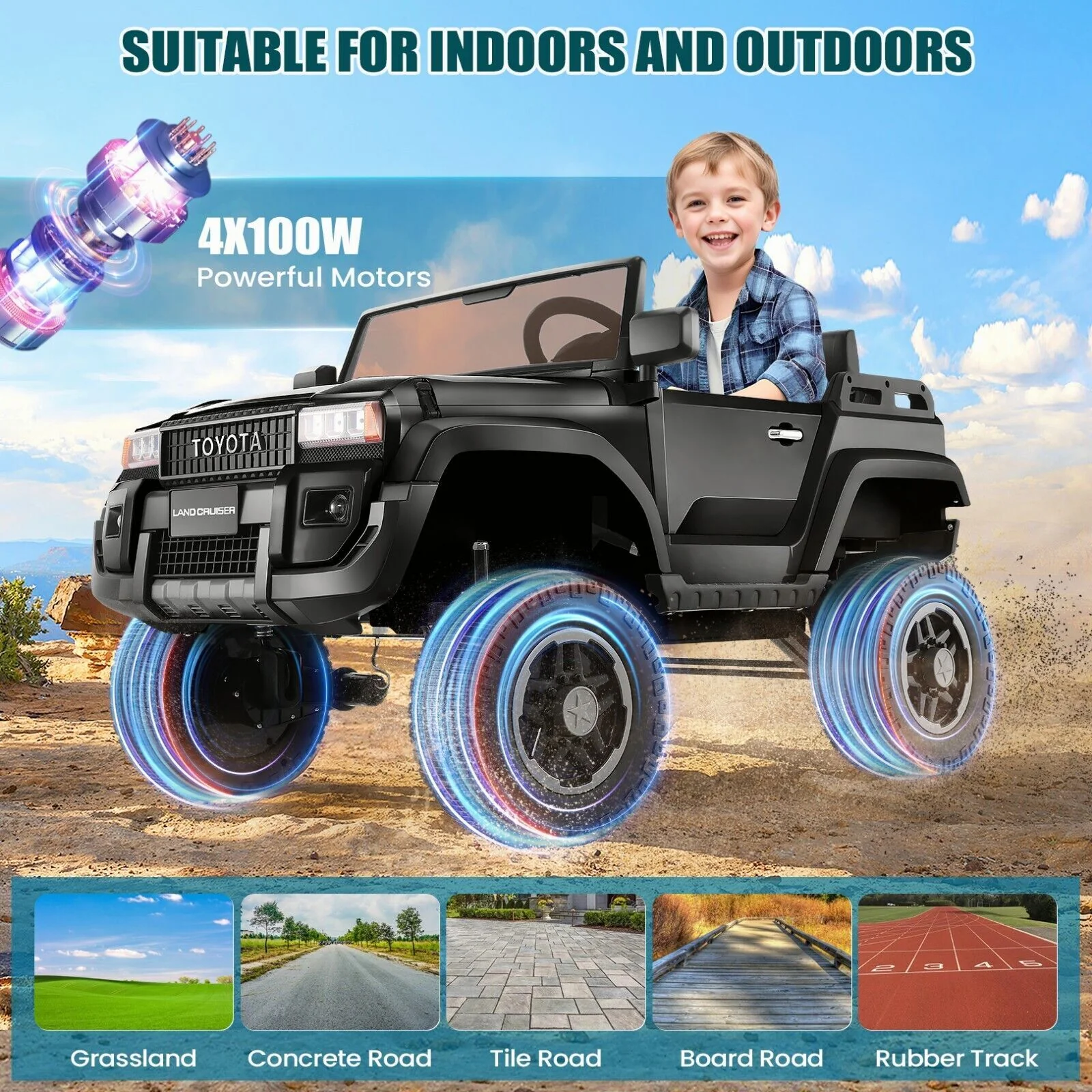 24V Electric 2-Seater Ride-On Car with Remote Control and Switchable 2WD/4WD - Image 5