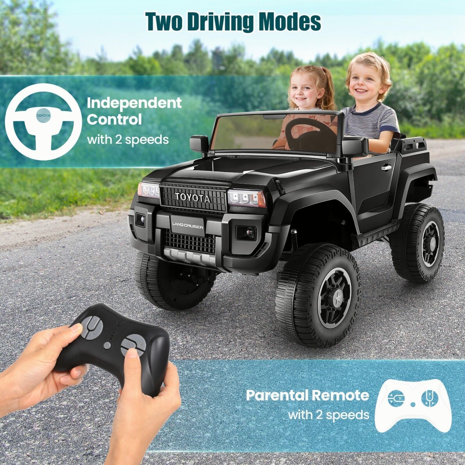 24V Electric 2-Seater Ride-On Car with Remote Control and Switchable 2WD/4WD - Image 7