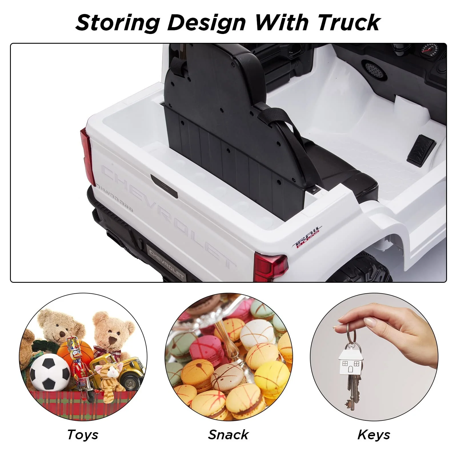 24V 2-Seater Licensed Chevrolet Silverado Electric Ride-On Truck for Kids - Image 22