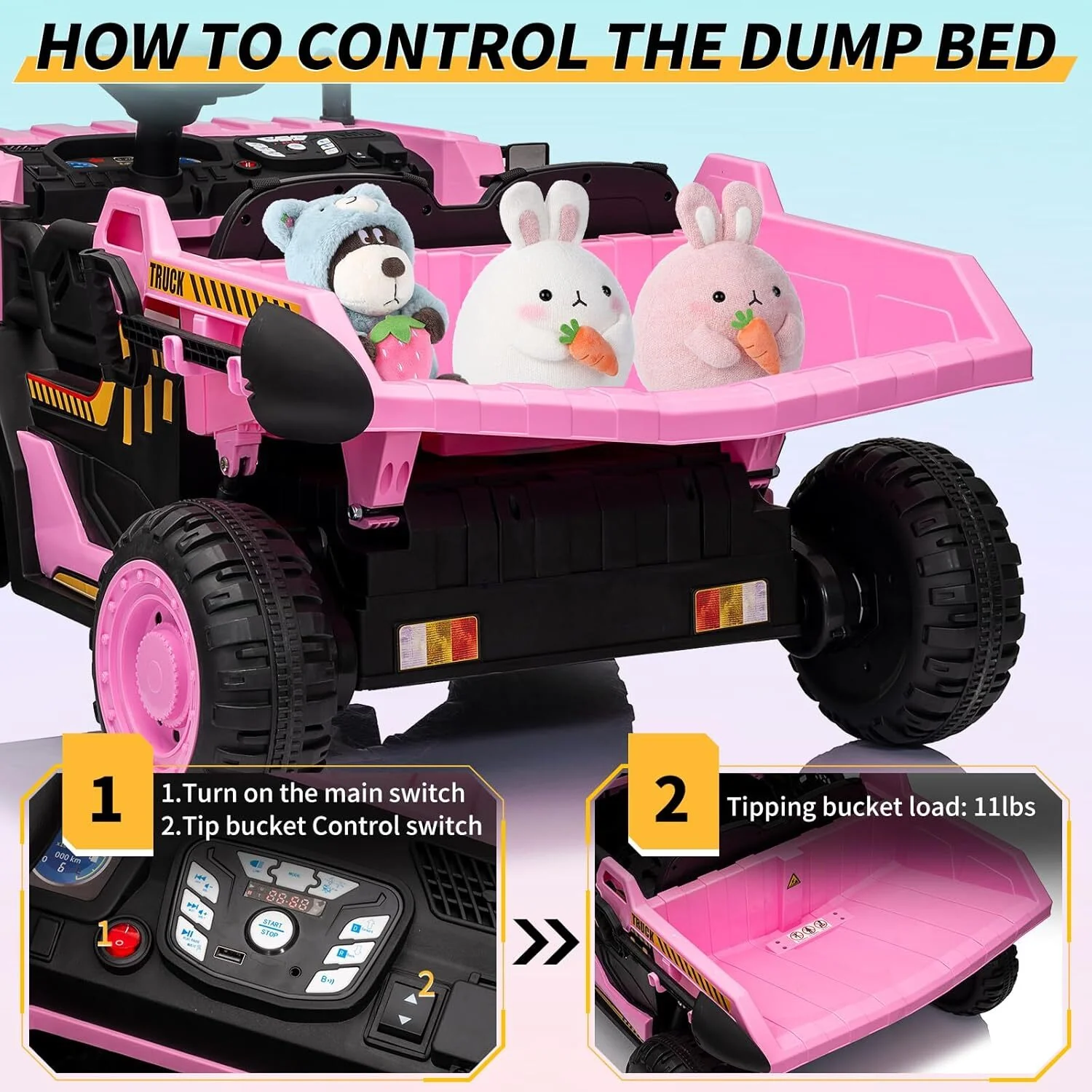 24V Electric 2-Seater Ride-On Dump Truck Car for Kids with Remote Control - Image 8