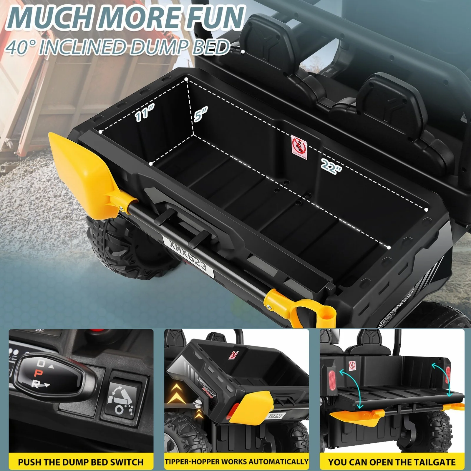 24V Electric 2-Seater Ride-On Dump Truck for Kids with Remote Control - Image 27