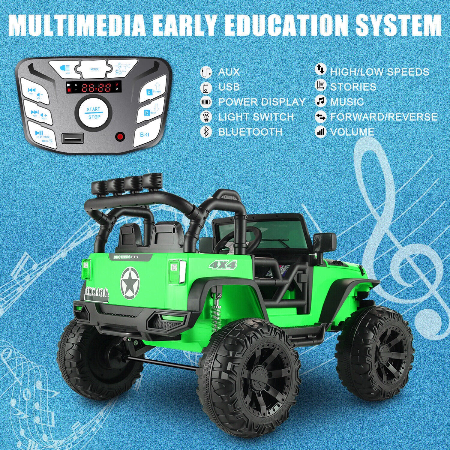 24V 400W 4WD Electric Ride-On Car for Kids 2-Seater Battery Powered Vehicle - Image 7