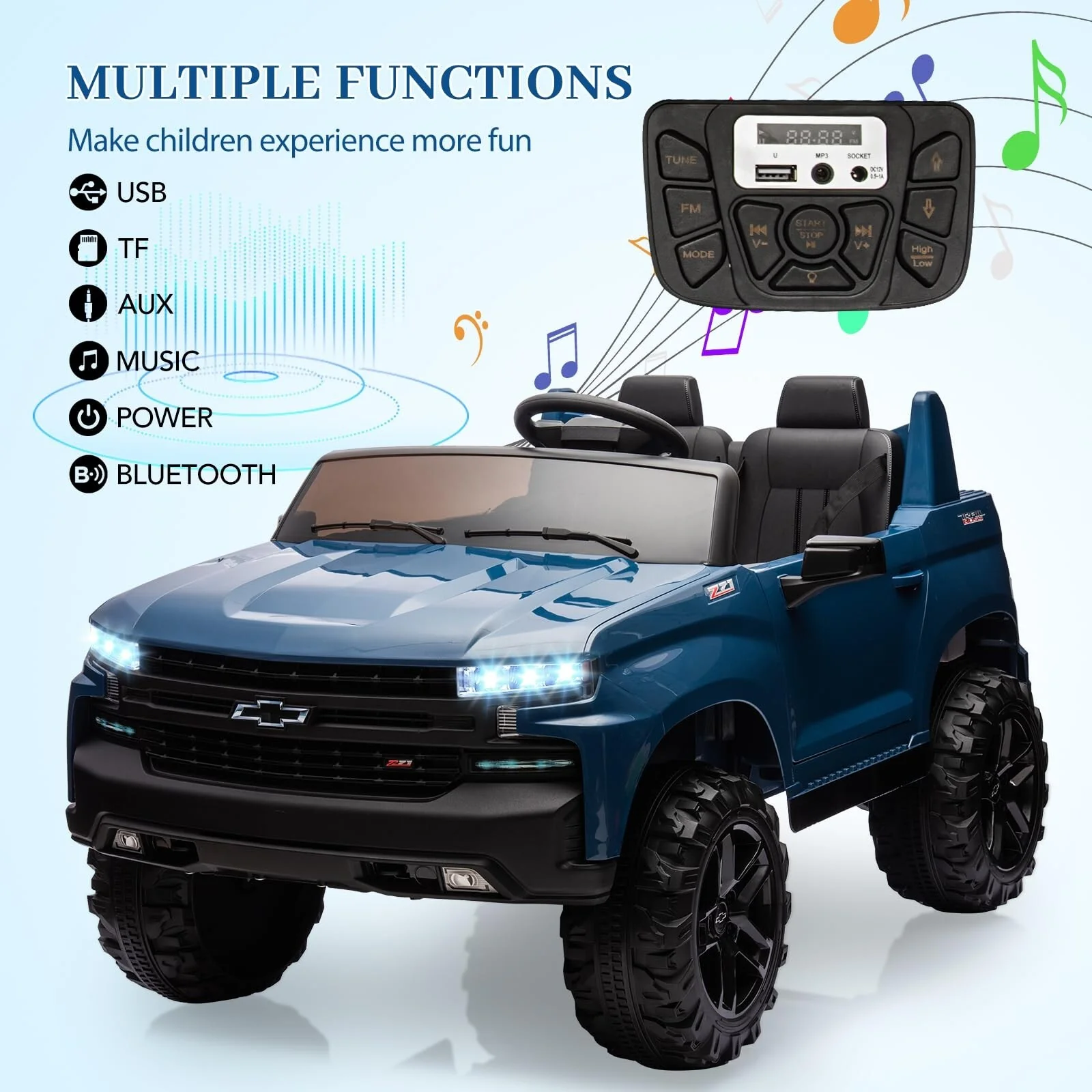 24V Electric 2-Seater Ride-On Truck Licensed Chevrolet Silverado for Kids - Image 11