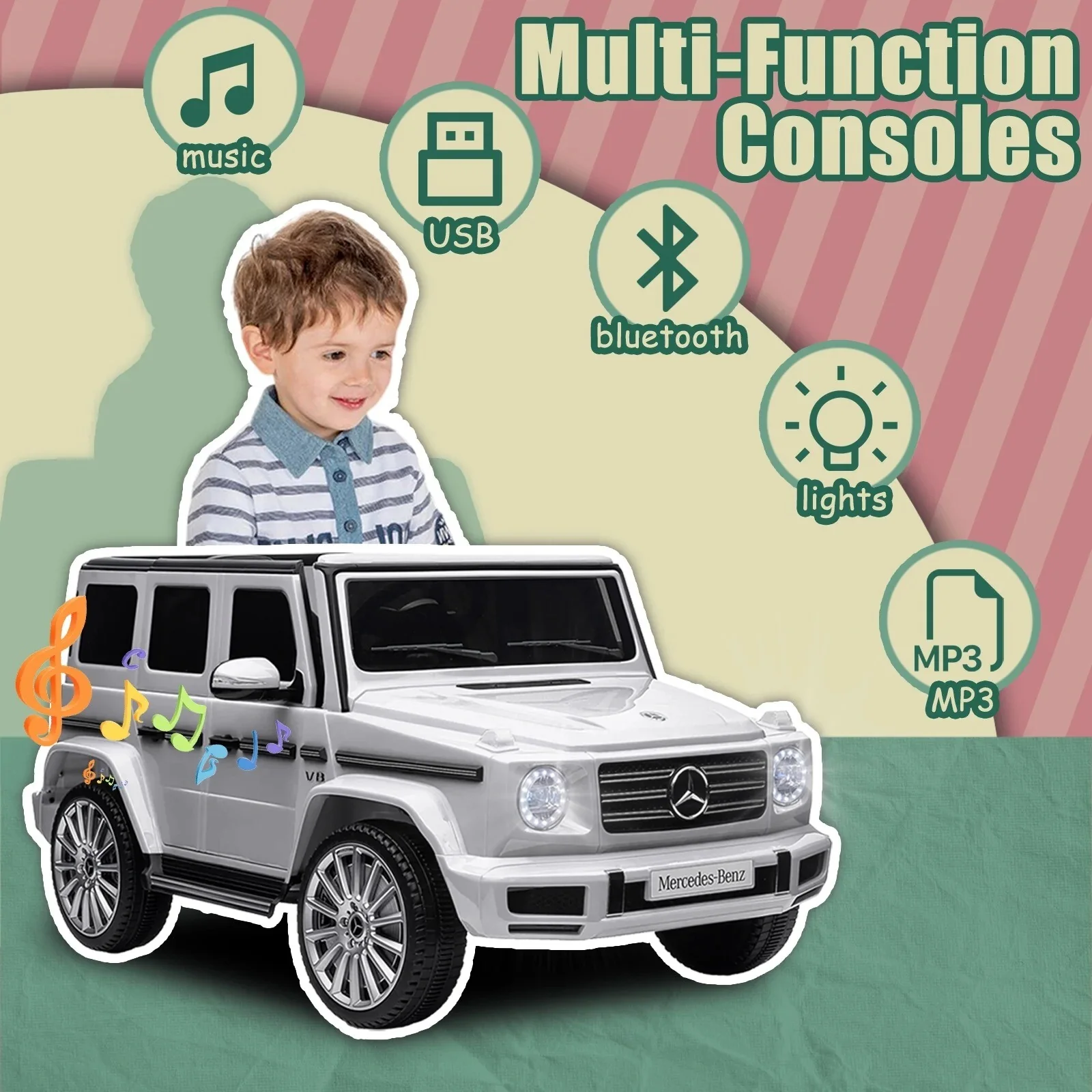 24V Licensed Mercedes-Benz G500 Electric Ride-On Car with Remote Control for Kids 3+ - Image 3