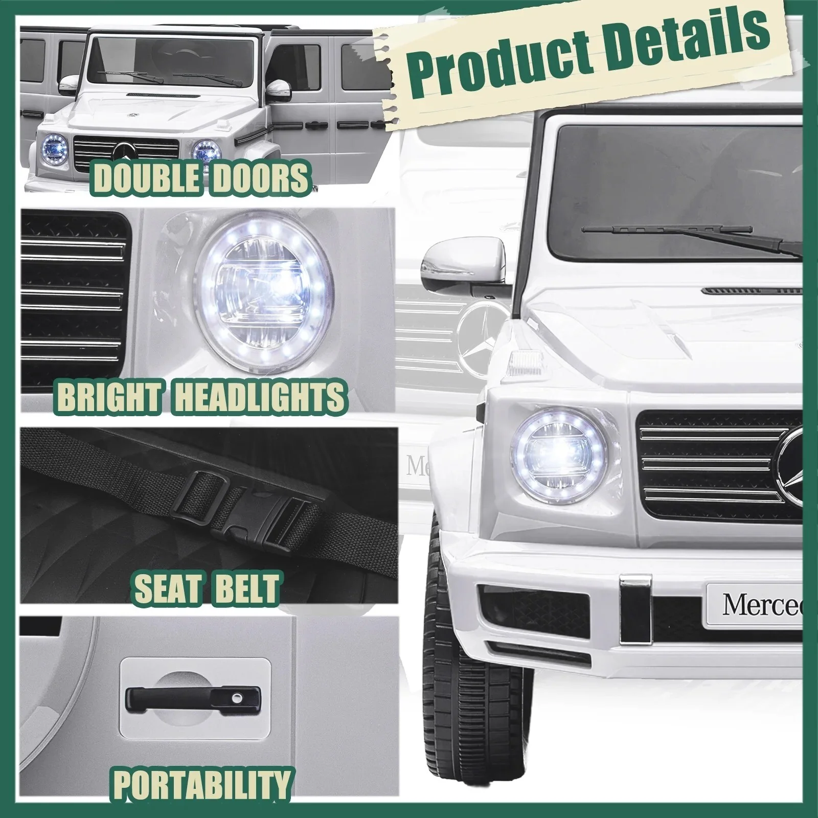 24V Licensed Mercedes-Benz G500 Electric Ride-On Car with Remote Control for Kids 3+ - Image 6
