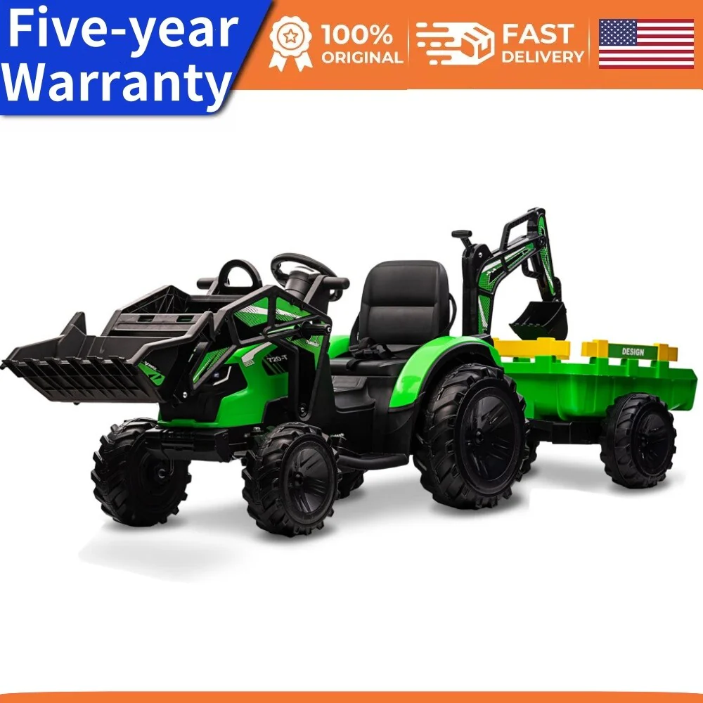 24V Electric Ride-On Excavator and Bulldozer Toy Vehicle with Trailer and Tractor Features - Image 10
