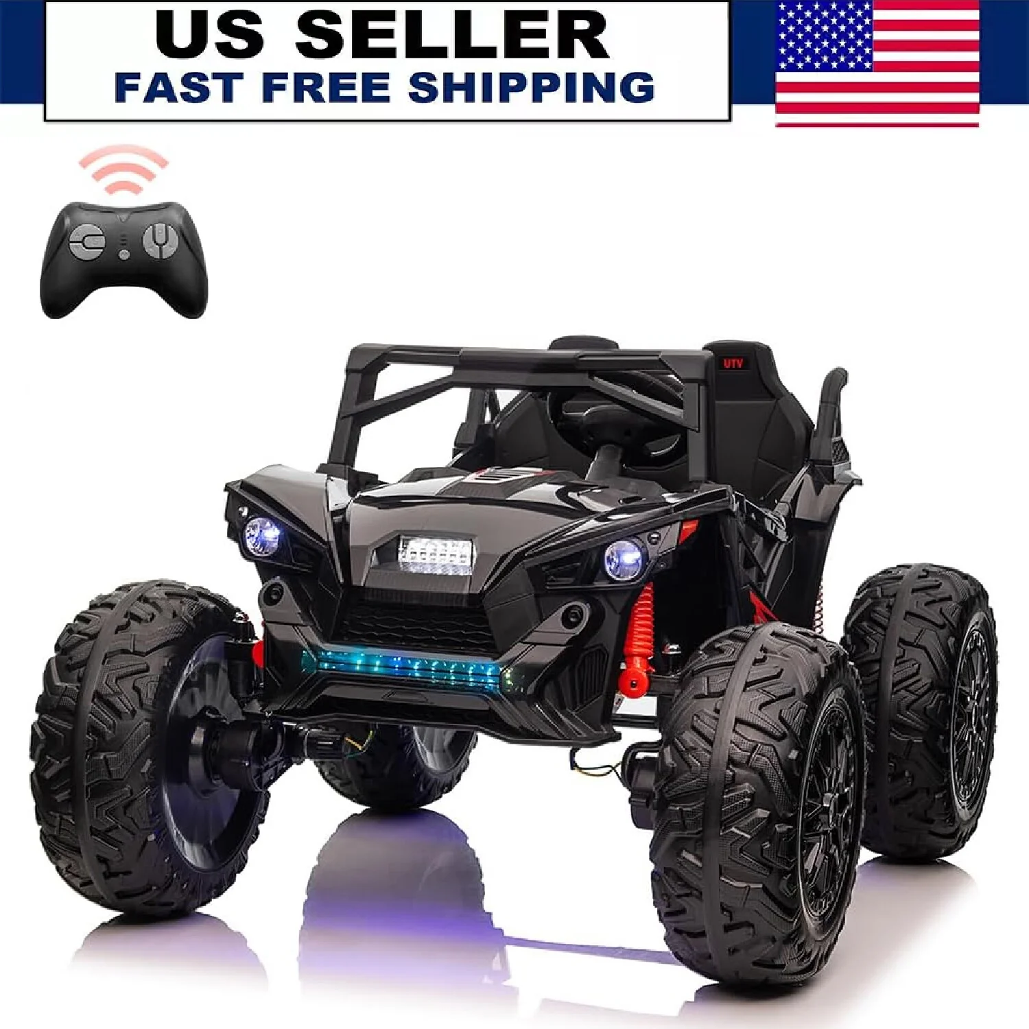 24V Electric Ride-On Truck for Kids with 2 Seats, Remote Control, and Built-In Music