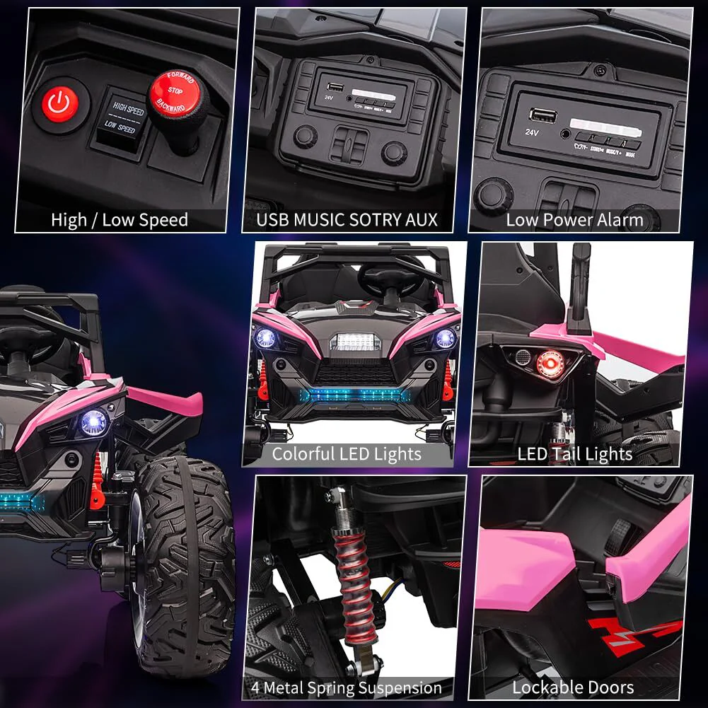 24V Electric 2-Seater Ride-On Truck for Kids Ages 3-8 with Remote Control - Image 4
