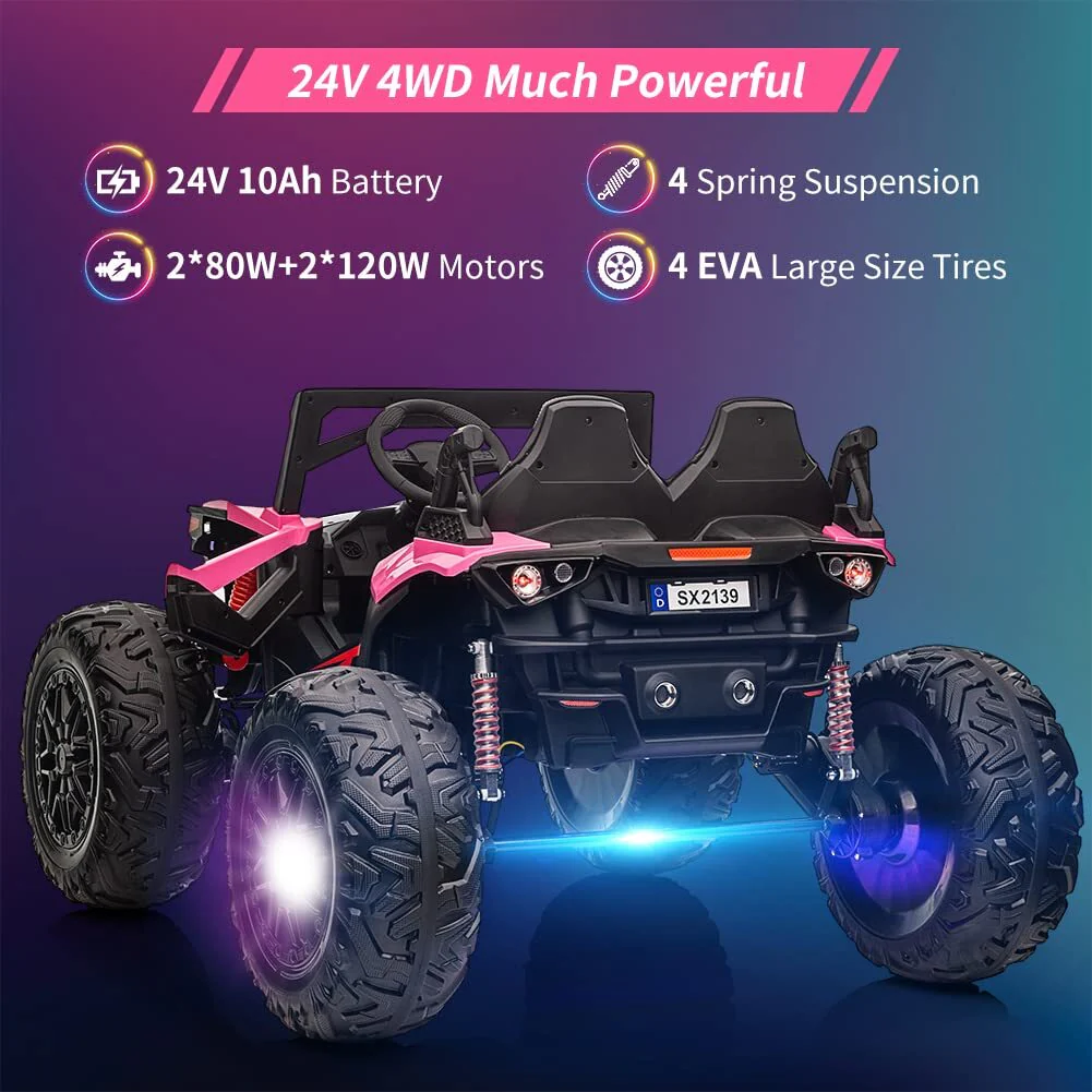 24V Electric 2-Seater Ride-On Truck for Kids Ages 3-8 with Remote Control - Image 9