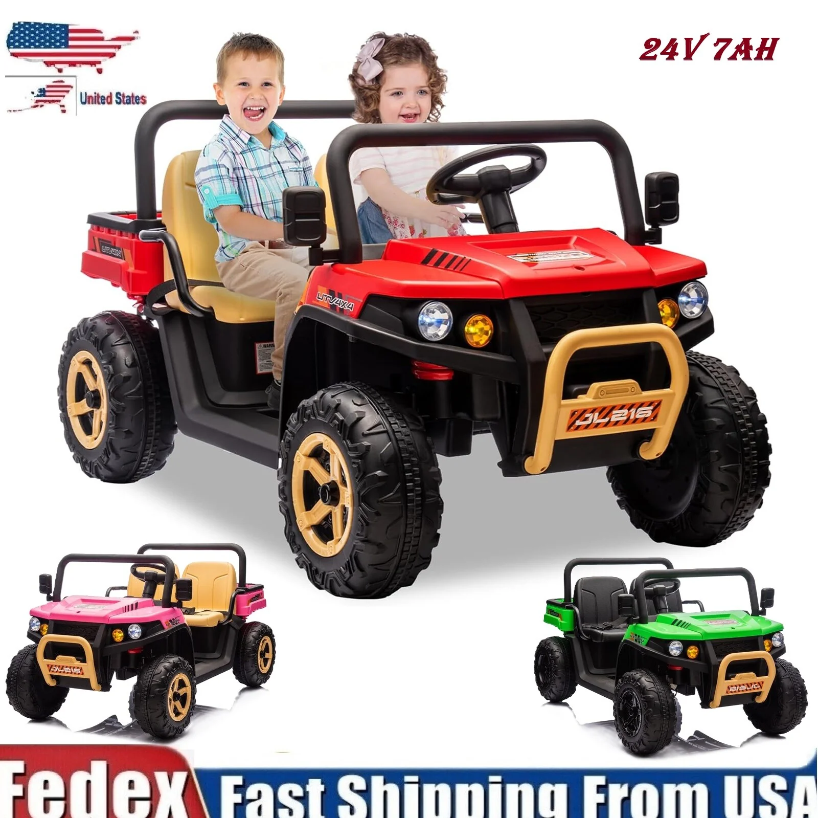 24V Electric 2-Seater Ride-On Dump Truck with Remote Control Toy Car - Image 2
