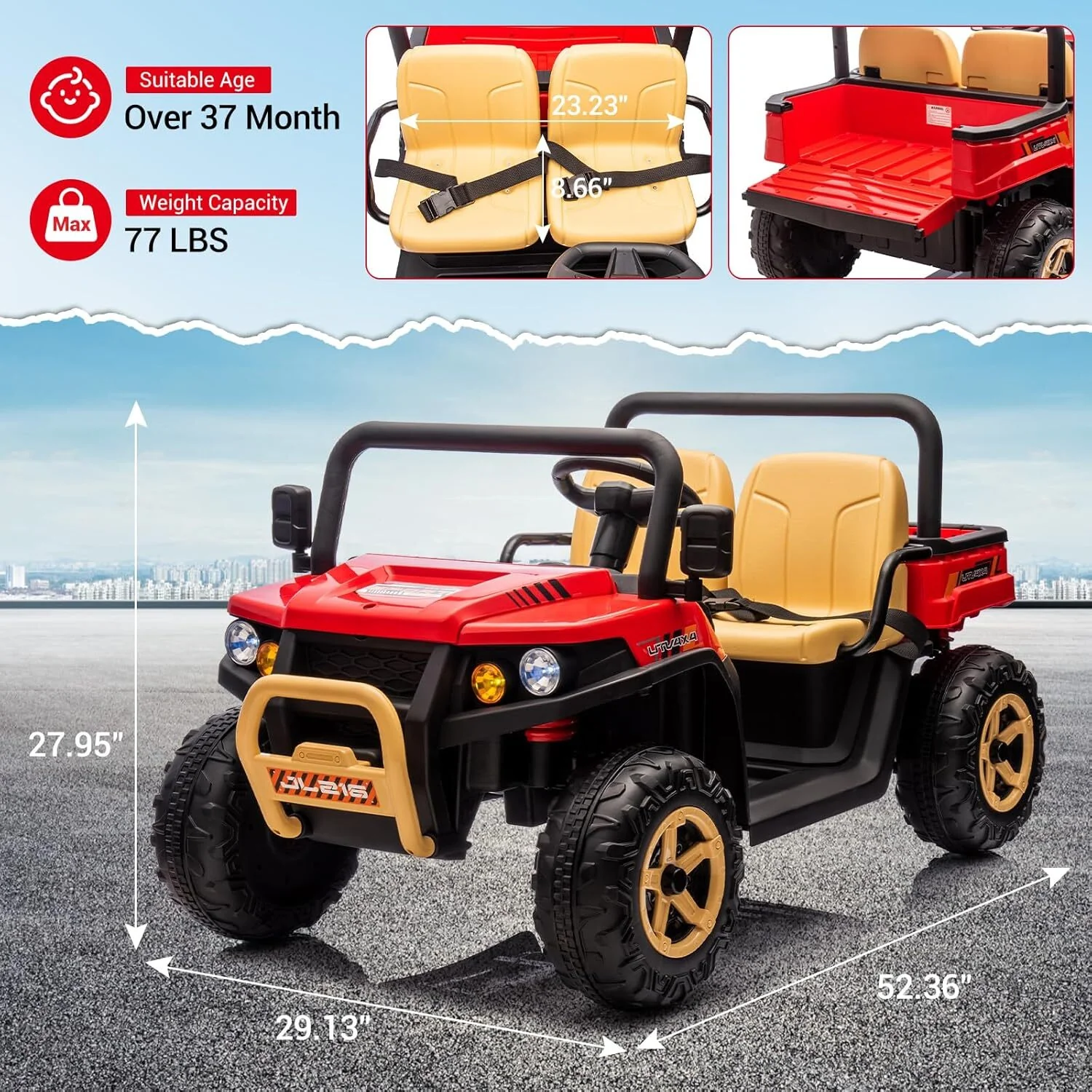 24V Electric 2-Seater Ride-On Dump Truck with Remote Control Toy Car - Image 3